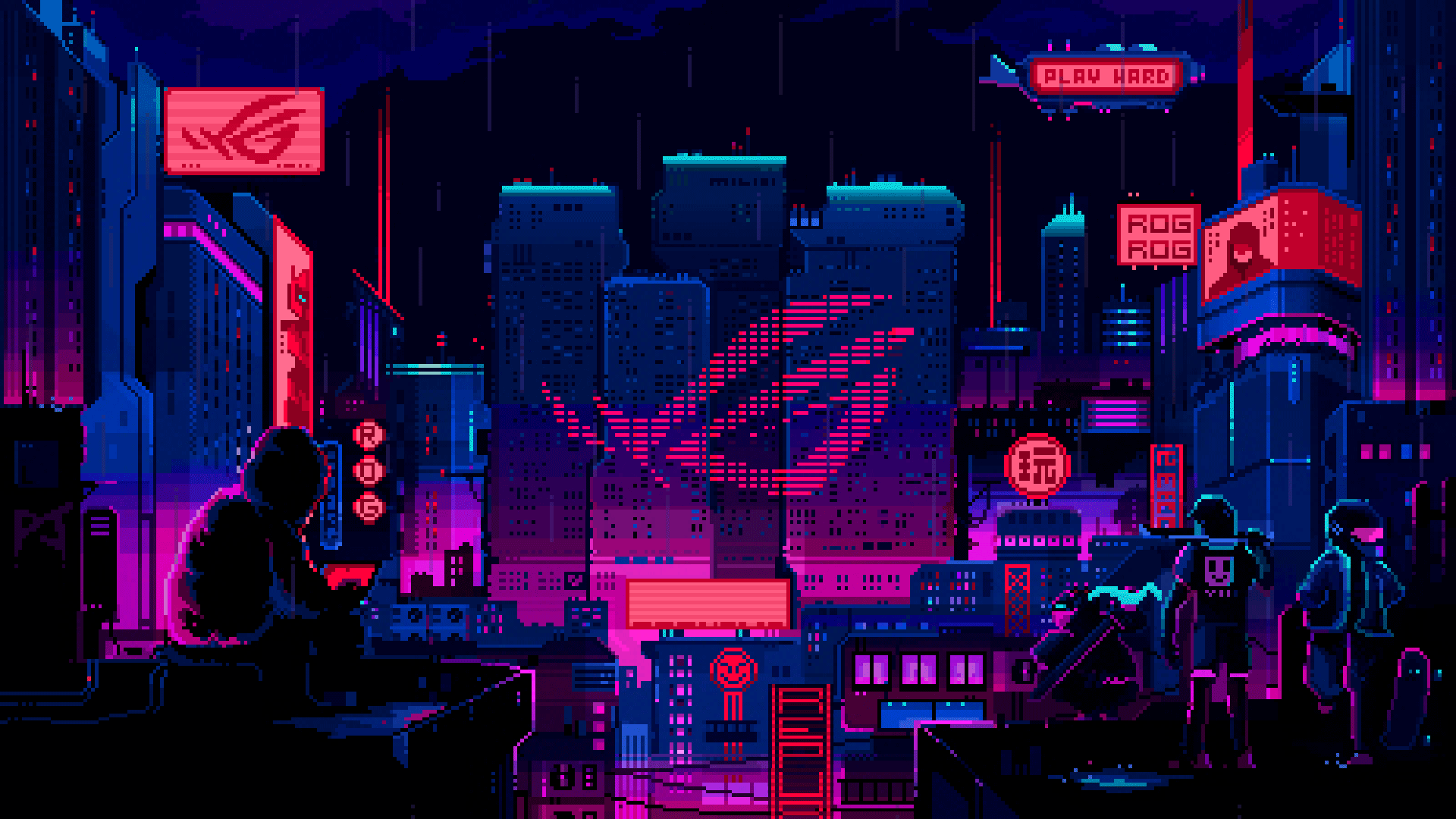 Neon City Rain Drops  Shape your computer beautifully