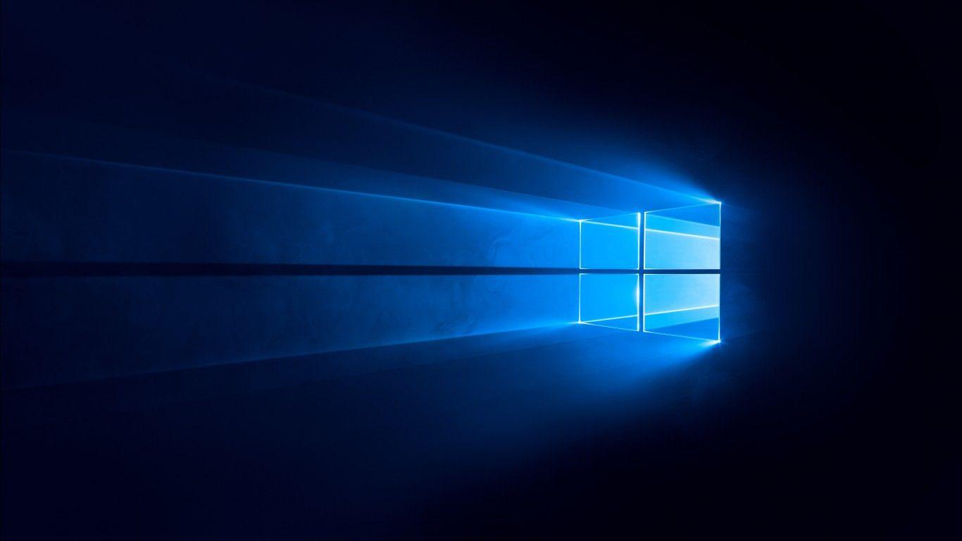 1366x768 Windows 10 Wallpaper 4K, Dark, Blue background, 5K, 8K, Technology