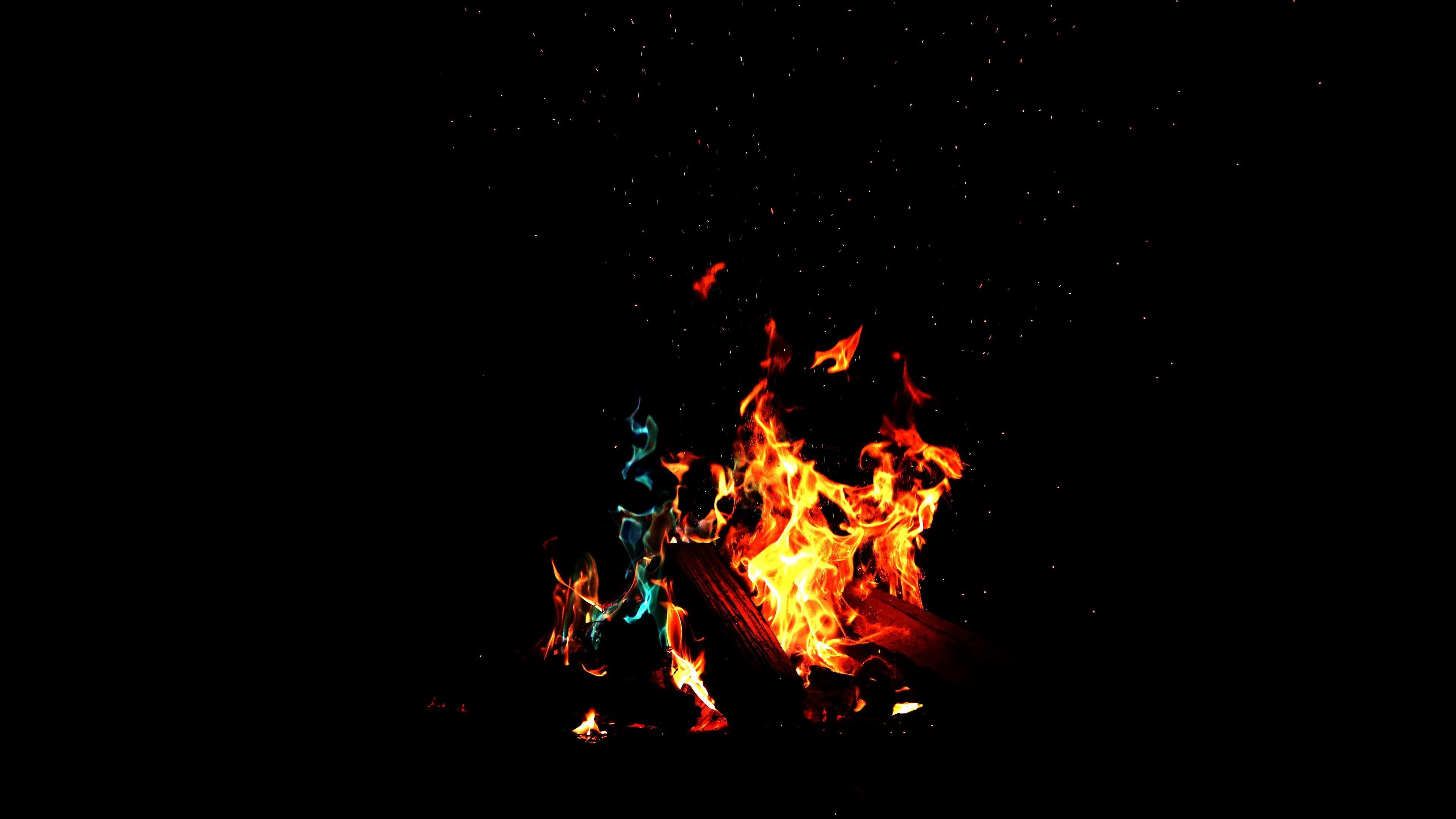 3840x2160 Wallpaper 4k Running Flame In Dark Forest 4k Wallpaper