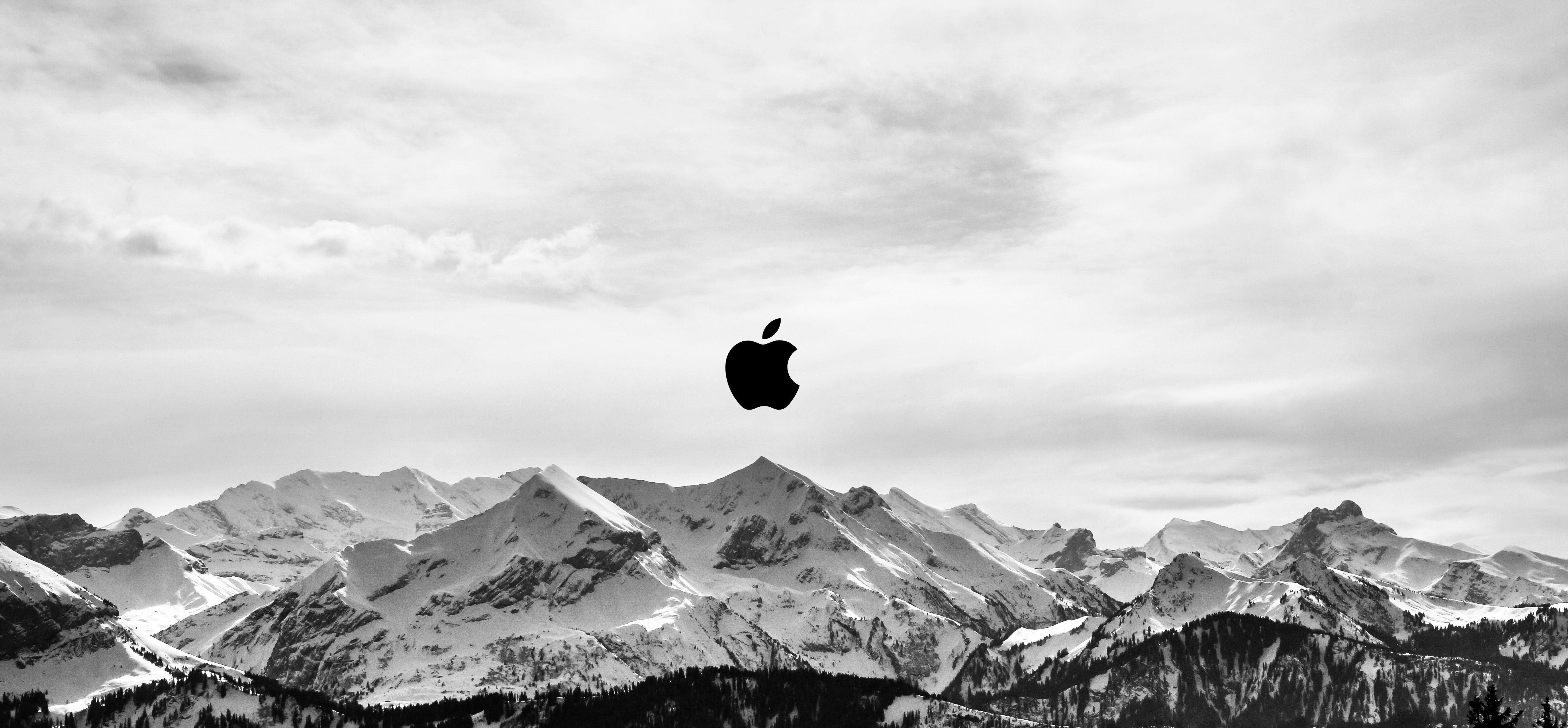 5472x2540 Snow Mountains Apple Logo 5k 1600x900 Resolution HD 4k Wallpaper, Image, Background, Photo and Picture