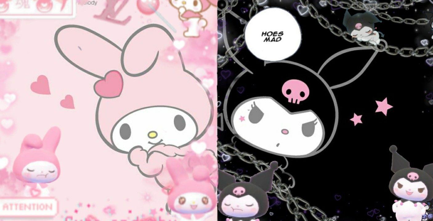 1406x720 Kuromi and Melody PC Wallpaper. Hello kitty iphone wallpaper, My melody wallpaper, Cute laptop wallpaper