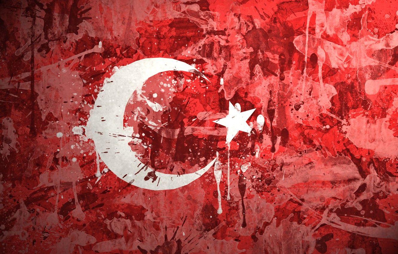 1332x850 Wallpaper paint, flag, Turkey, Of The Republic Of Turkey, Turkish republic image for desktop, section текстуры