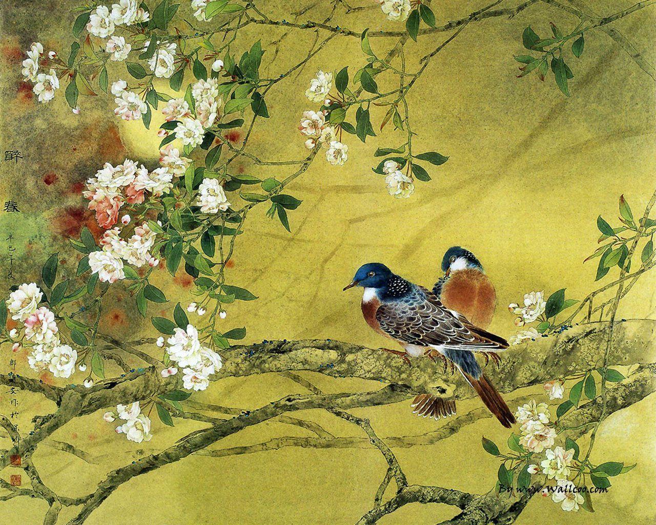 1280x1024 Chinese Paintings Desktop Wallpaper Art Birds Paintings HD Wallpaper