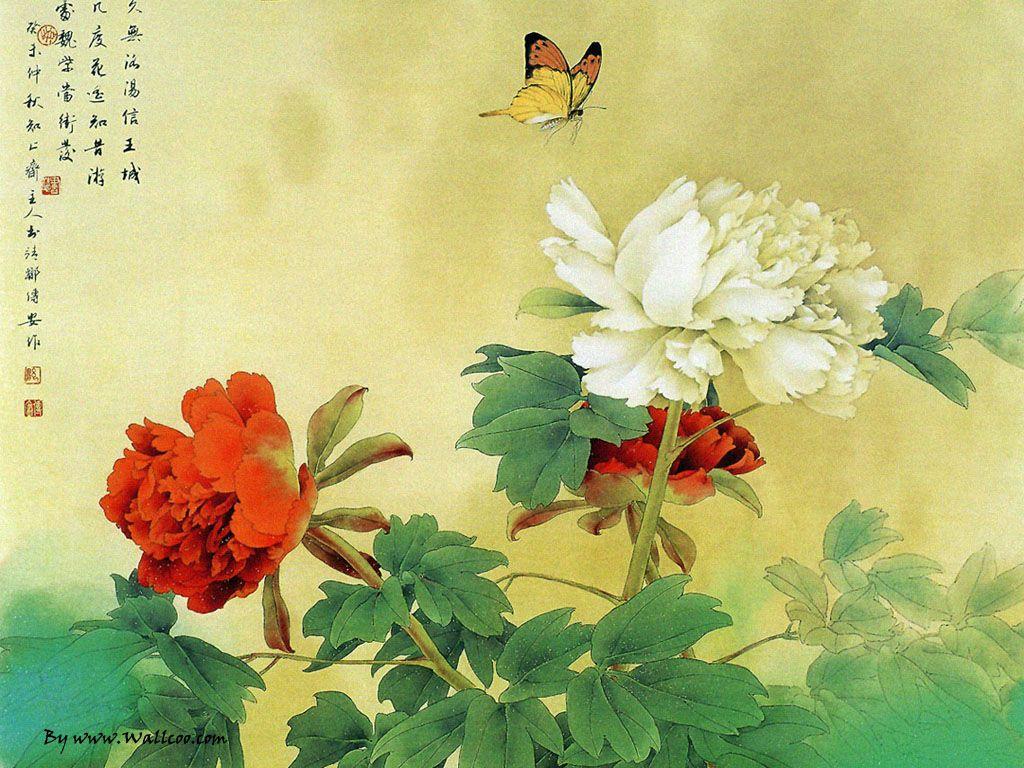 1024x768 Chinese Paintings : Chinese Gongbi Paintings, Flower And Bird Painting By Zou Chuan An 1024x768 NO.4 Desktop Wallpaper