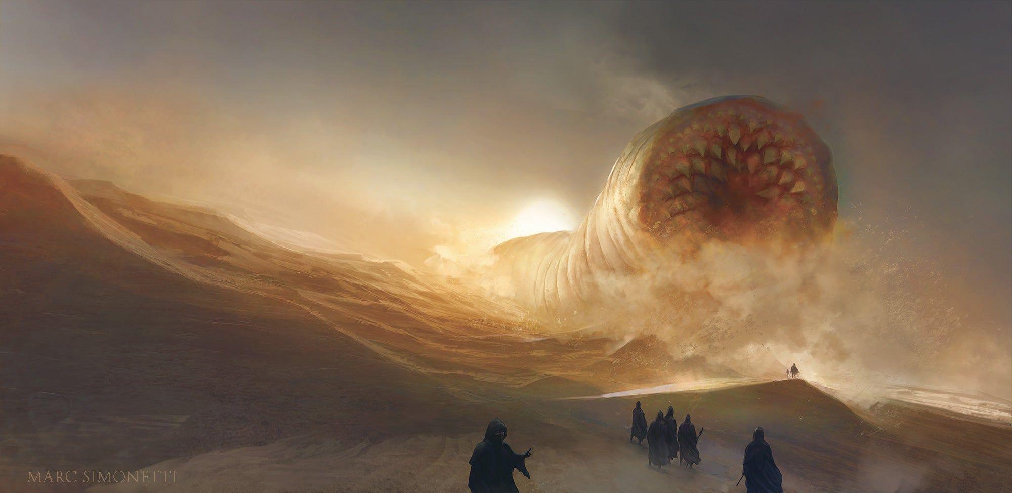 2000x974 Art cover for the brazilian edition of Dune Saga as wallpaper. By Marc Simonetti