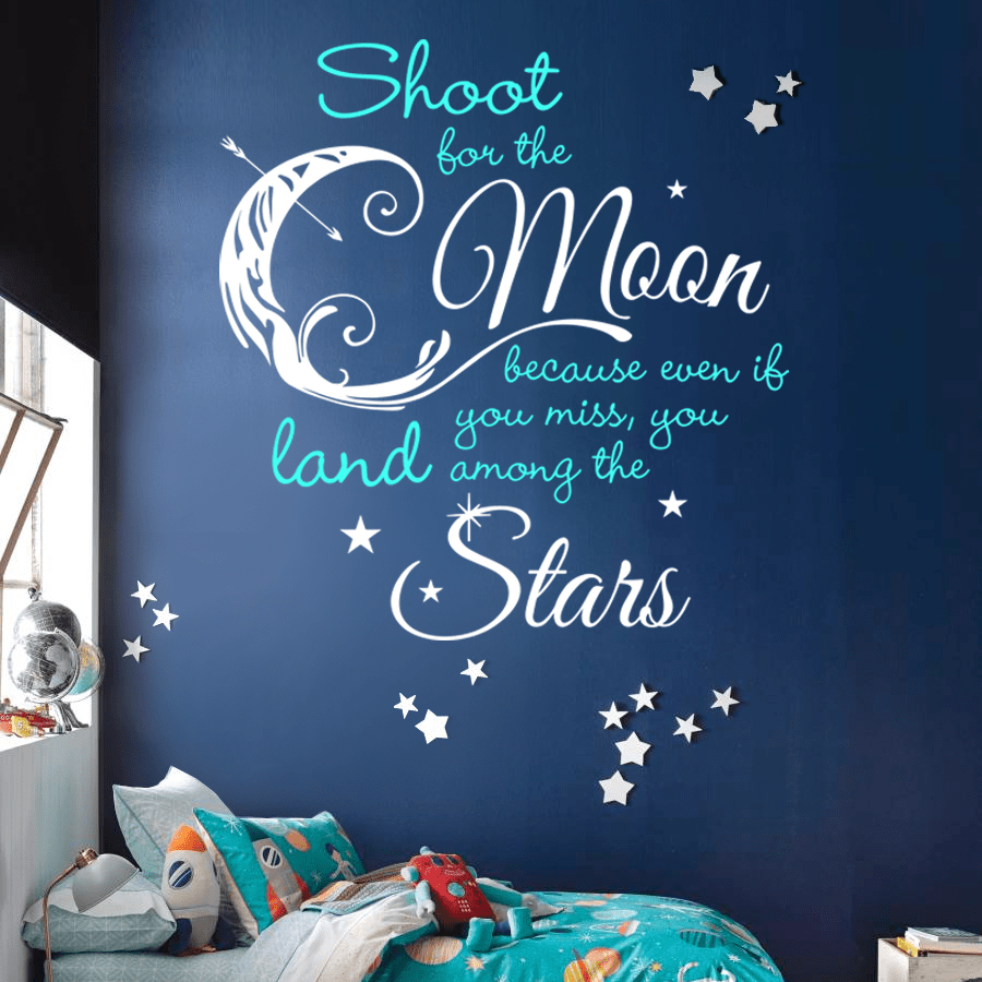 900x900 Shoot For Moon, Land Among Stars Quote Decal 2 Color