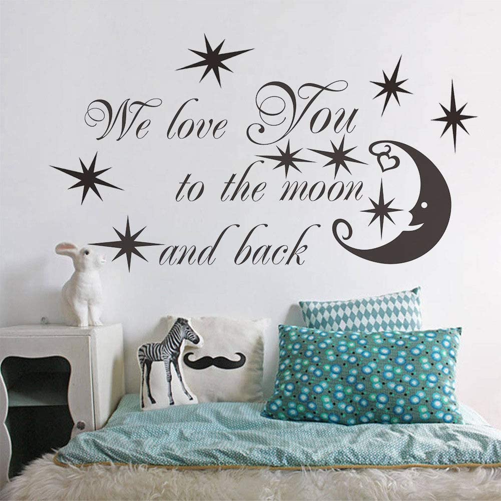 1001x1001 UUTAG English Inspiring Quotes Love The Moon Star and Moon Decor Wall Decals Removable Mural Wallpaper Baby Art Vinyl Wall Stickers Kids Bedroom Children School: Home & Kitchen
