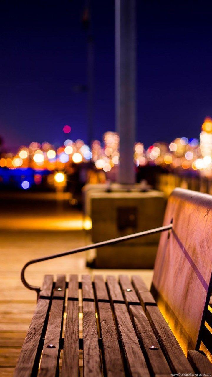 720x1280 Nature, Splendor, Night, City, City Lights, Bench, Bokeh wallpaper Desktop Background