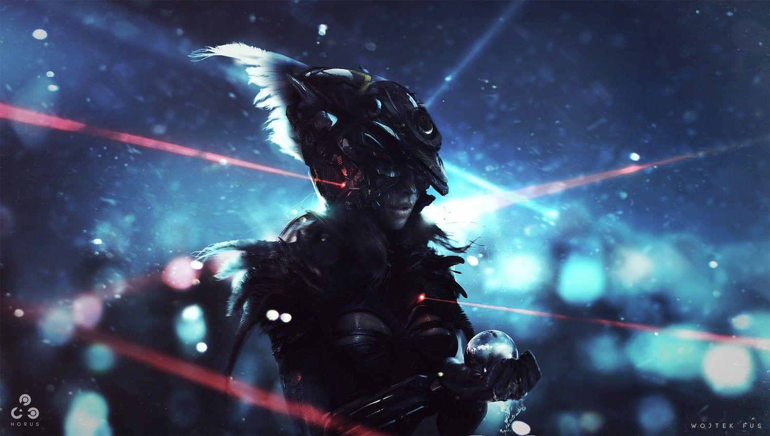 1500x851 WojciechFus, Digital Art, Artwork, Lasers, Dark, Bokeh Wallpaper HD / Desktop and Mobile Background