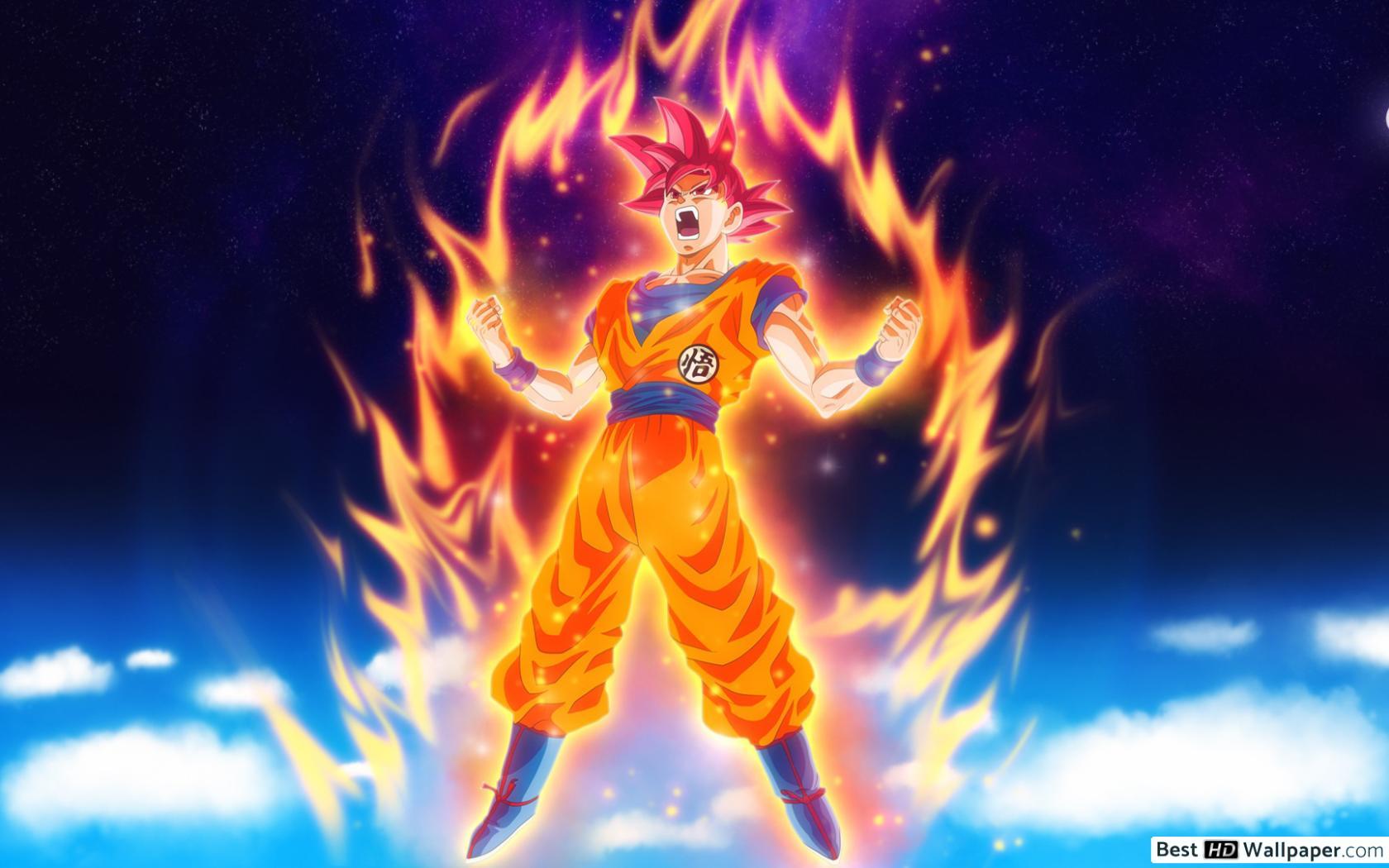 1680x1050 Goku Super Saiyan God HD wallpaper download