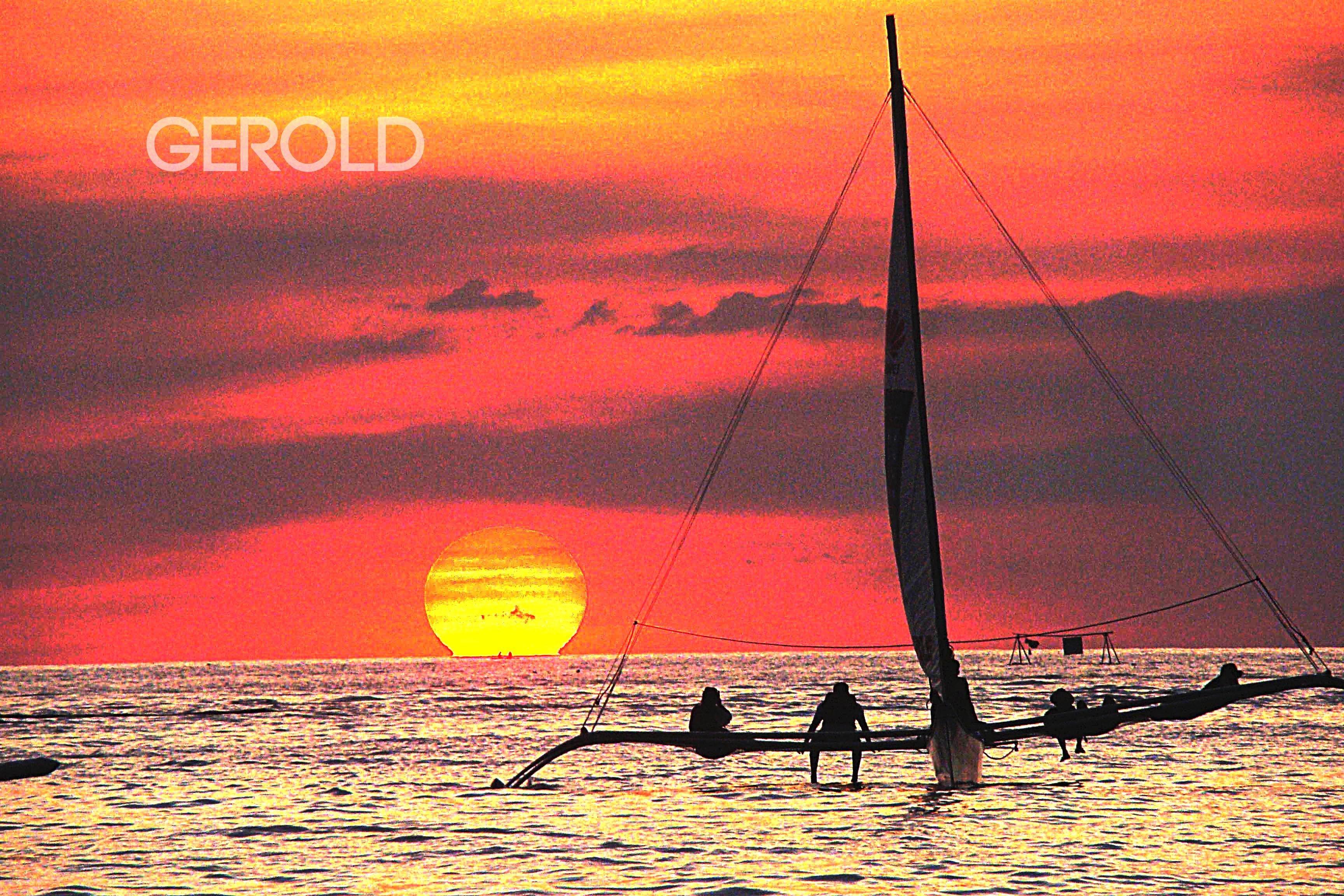 3456x2304 Sunset: Paint Sunset Ocean Boracay Island Paraw Philippines Beach