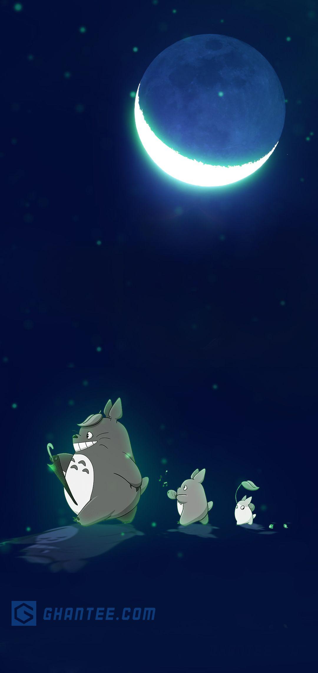 1080x2280 cute studio ghibli totoro cartoon wallpaperx1080
