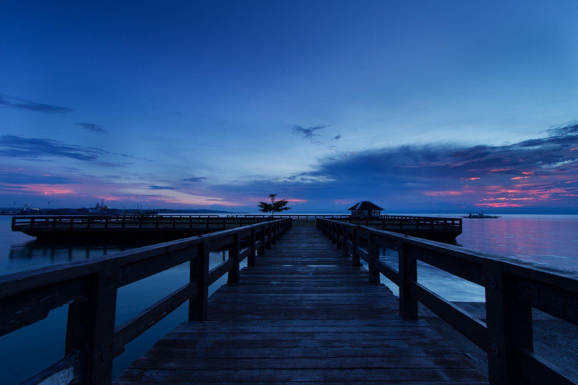 1920x1281 philippines island sea beach pier wood bridge night pink sunset sky