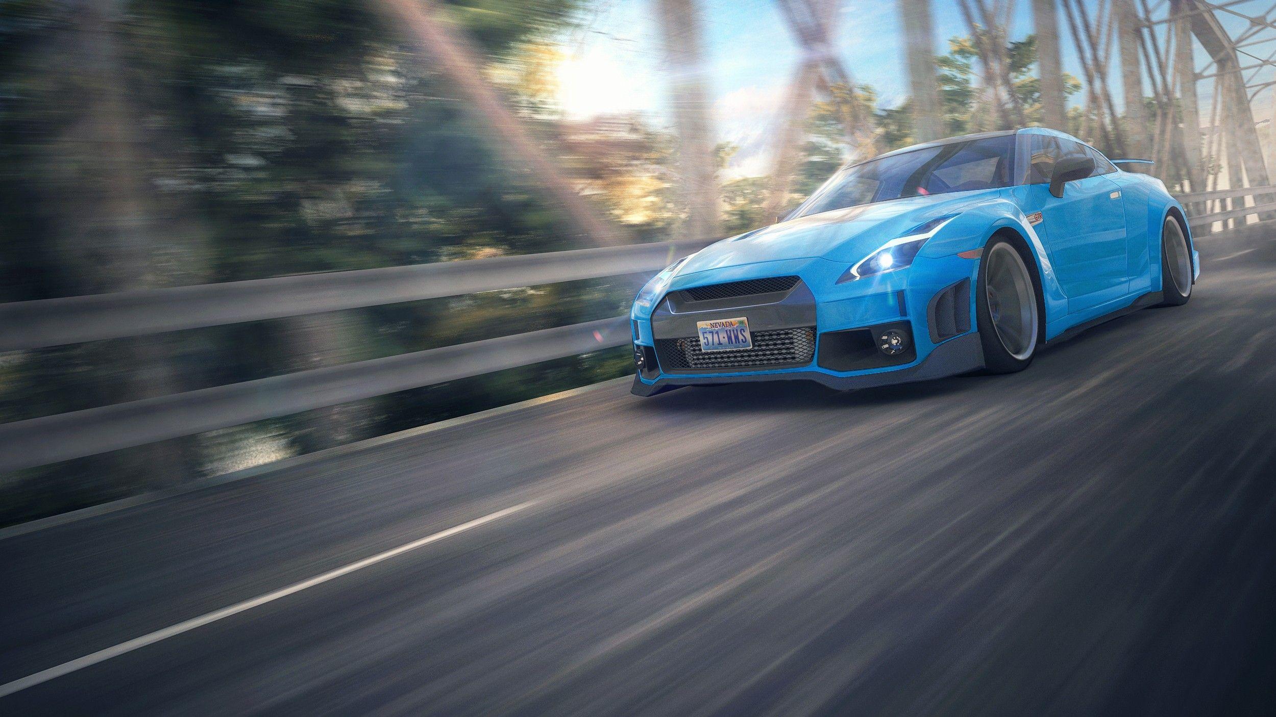 2500x1406 car, Nissan, Nissan GTR, Blue Cars, Motion Blur Wallpaper HD / Desktop and Mobile Background