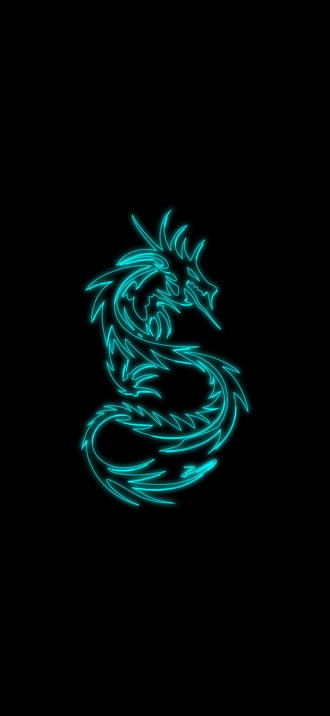 1080x2340 Glowing Dragon Dark Amoled HD Samsung Galaxy S20 Wallpaper