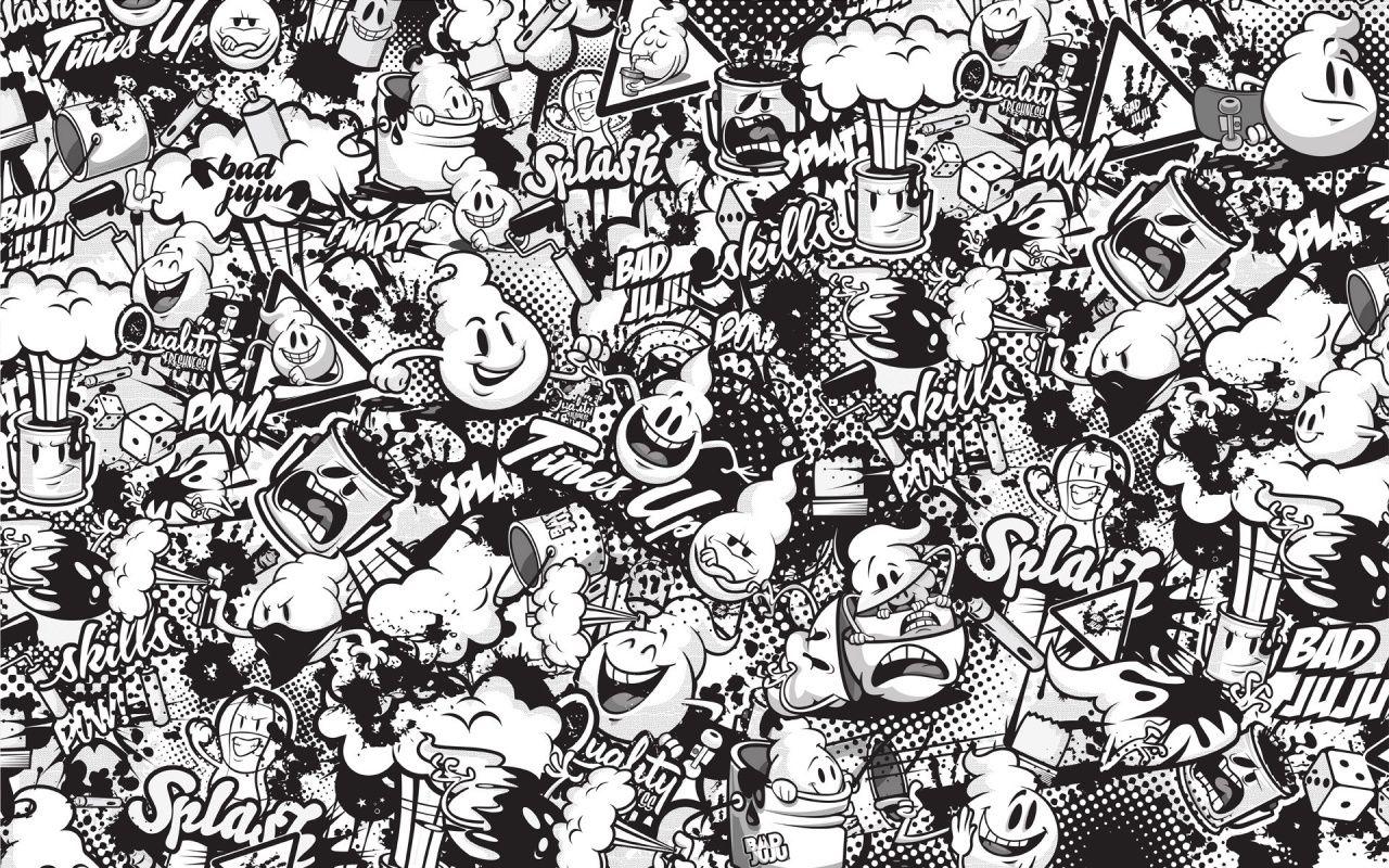 1280x800 Funny Graffiti Black & White desktop PC and Mac wallpaper