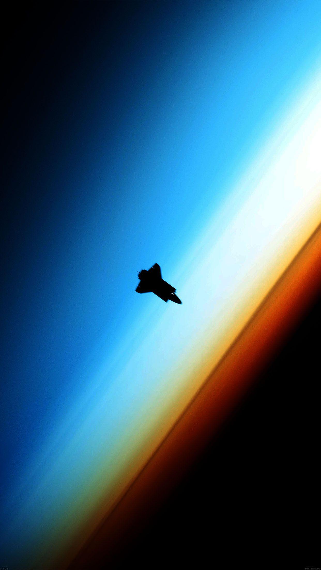 1242x2208 iPhone7papers red horizon spaceship from space