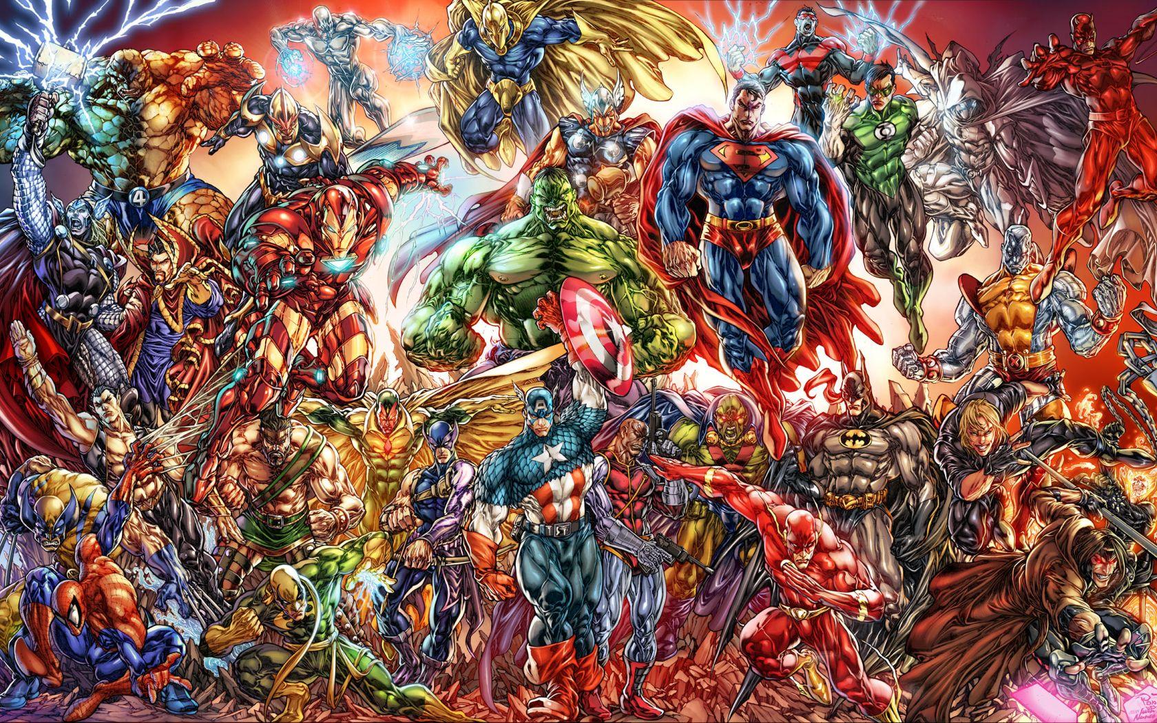 1680x1050 Free download Of Marvel And DC Characters Computer Wallpaper Desktop Background [2362x1408] for your Desktop, Mobile & Tablet. Explore DC Comics Christmas Wallpaper. DC Comics Wallpaper HD
