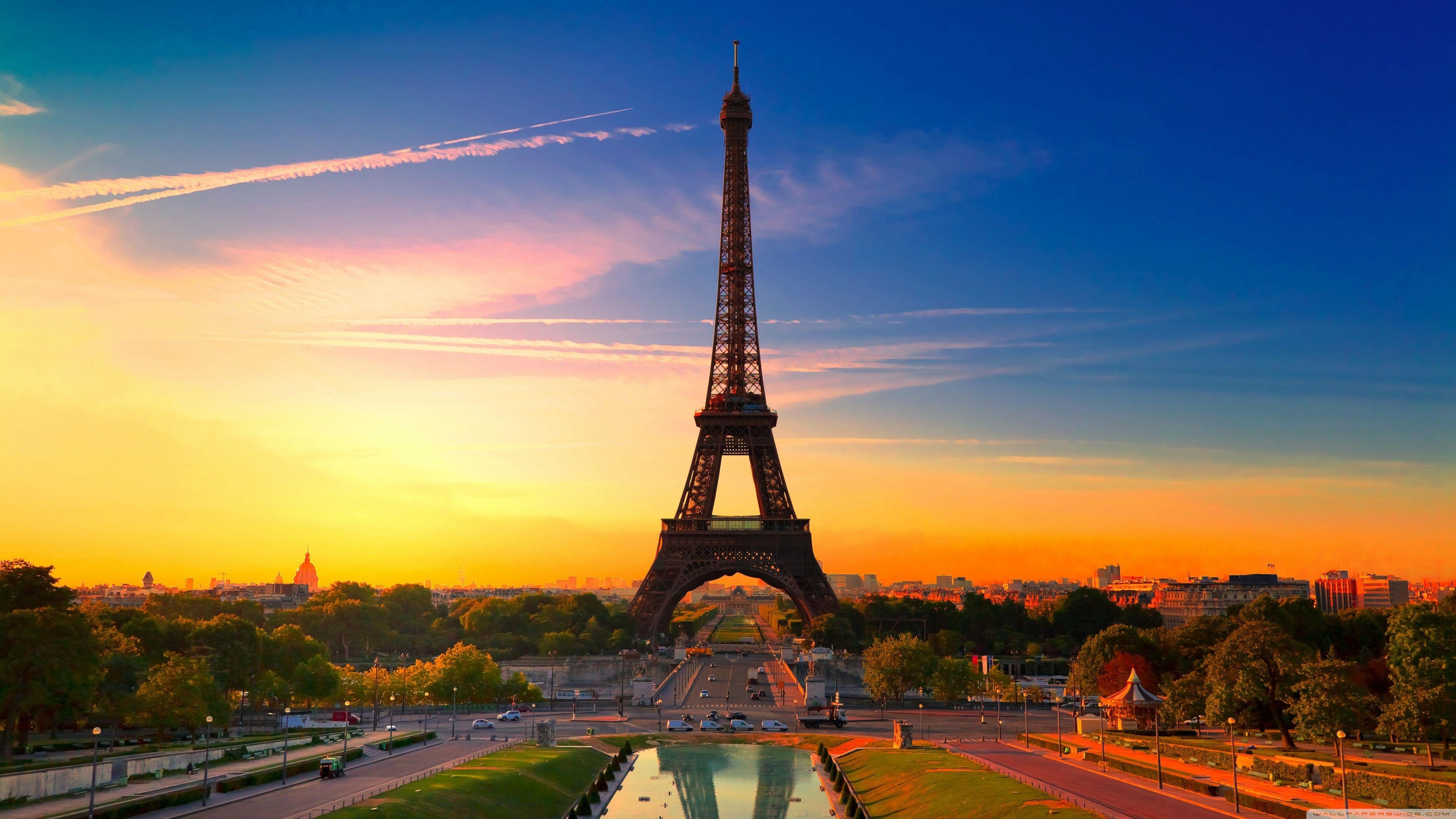 3840x2160 Eiffel Tower at Sunrise Ultra HD Desktop Background Wallpaper for 4K UHD TV : Tablet