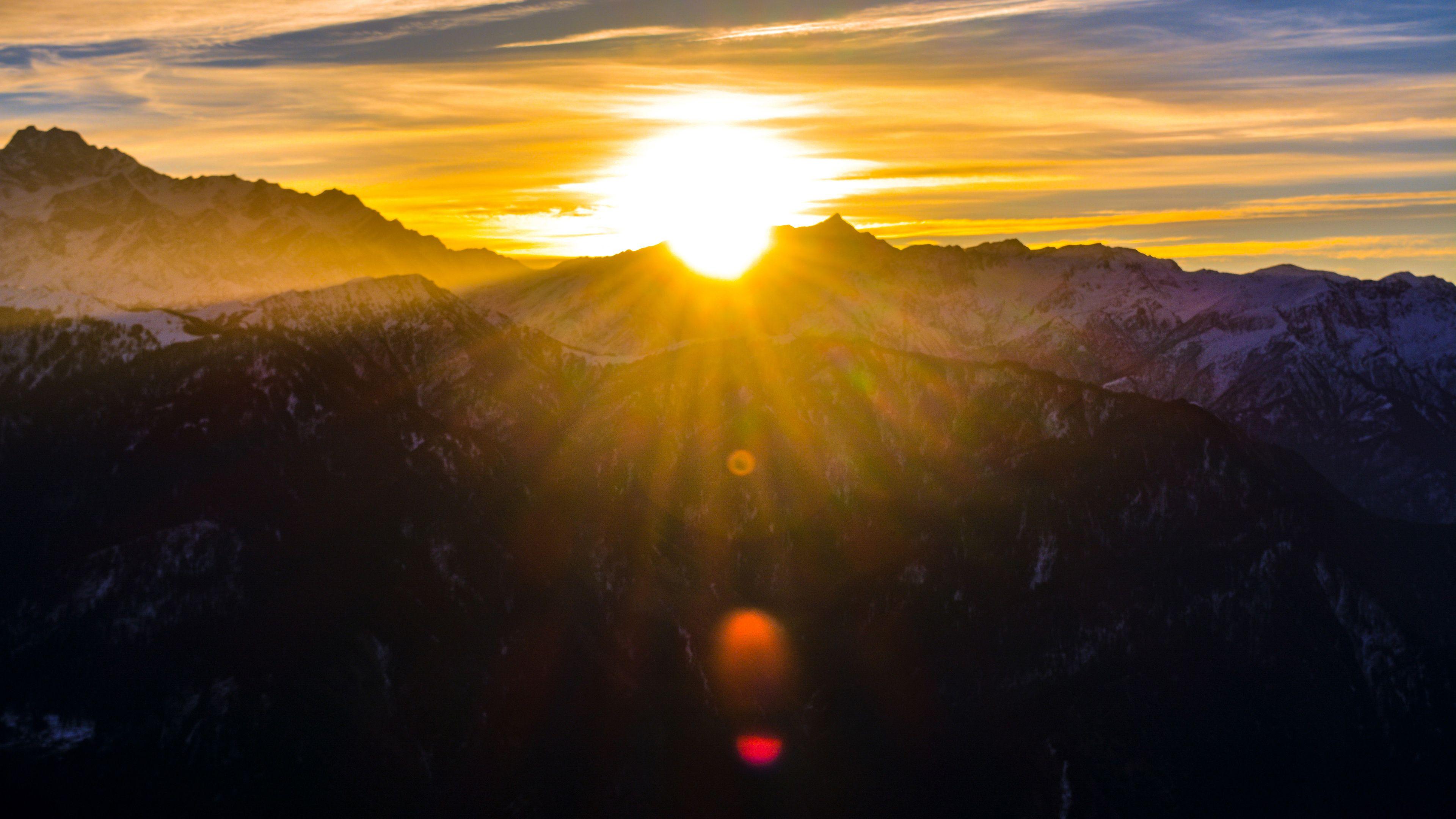 3840x2160 Wallpaper 4k Cool View Of Mountains Durning Sunrise 4k 4k Wallpaper, 5k Wallpaper, Hd Wallpaper, Mountains Wallpaper, Nature Wallpaper, Silhouette Wallpaper, Sunrise Wallpaper