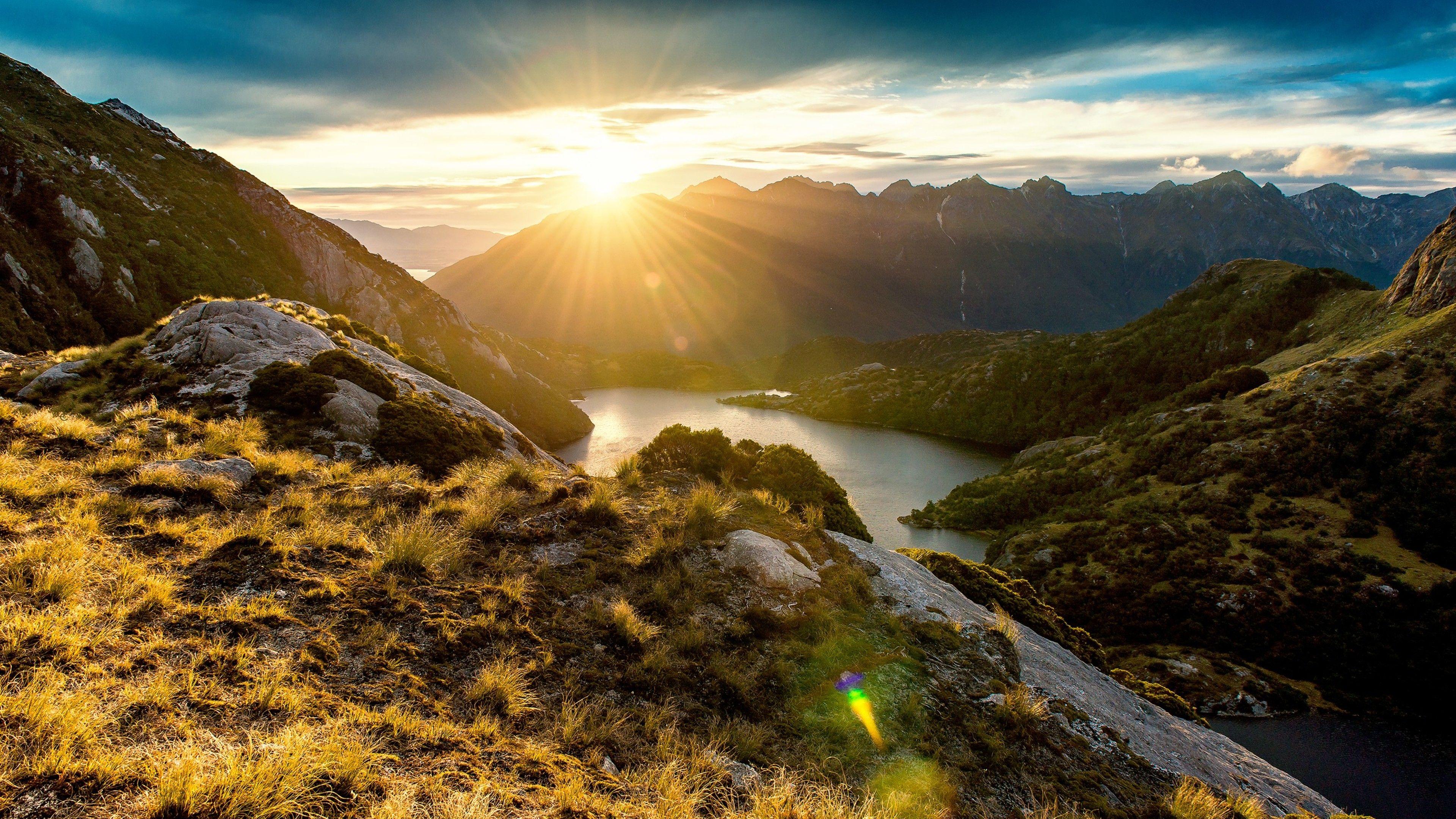 3840x2160 Fiordland Mountain Sunrise 4k HD 4k Wallpaper, Image Wallpaper HD In Mountain