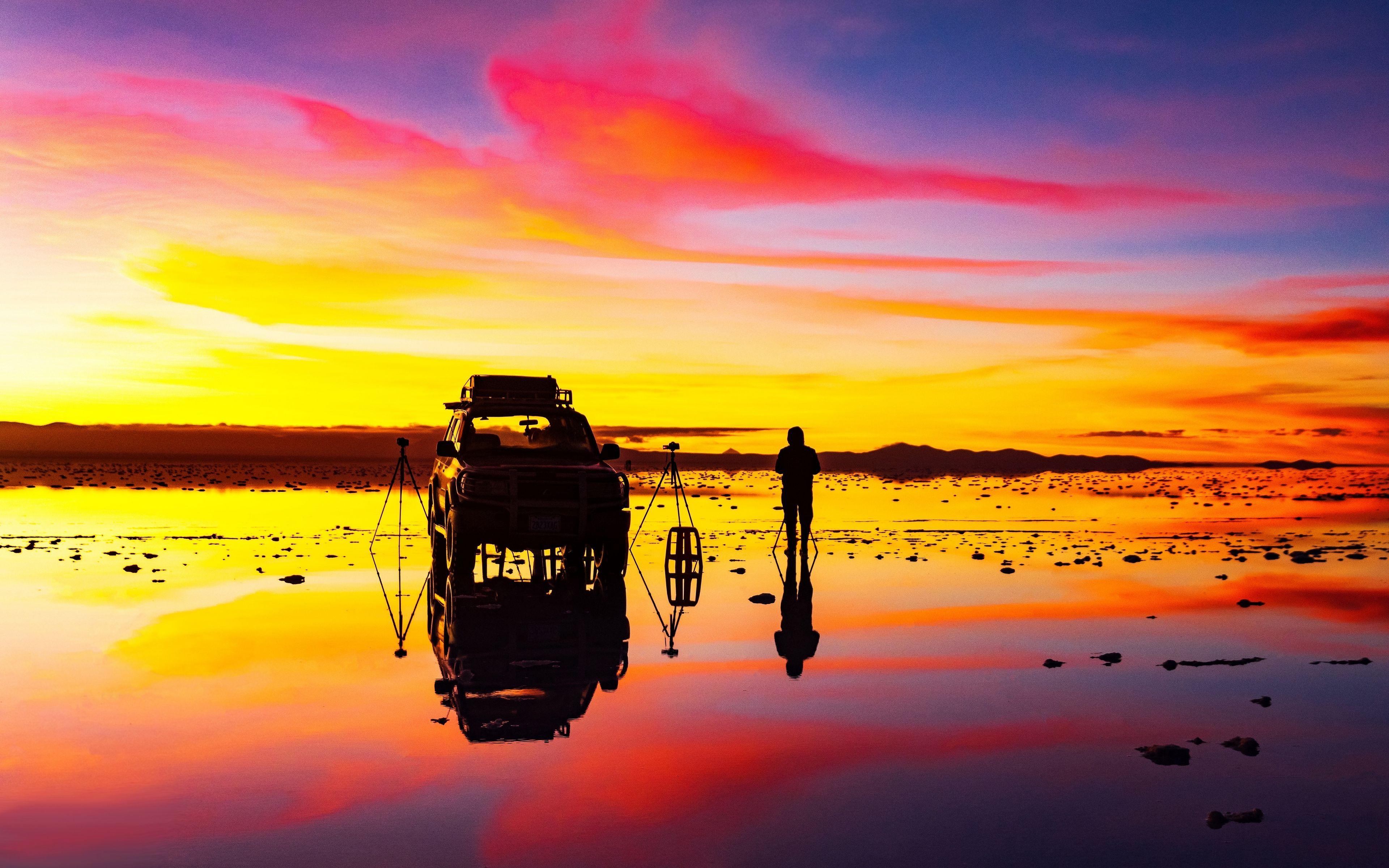3840x2400 Wallpaper Sunrise, Photographer, Car, Horizon 1366x768 Wallpaper Cars
