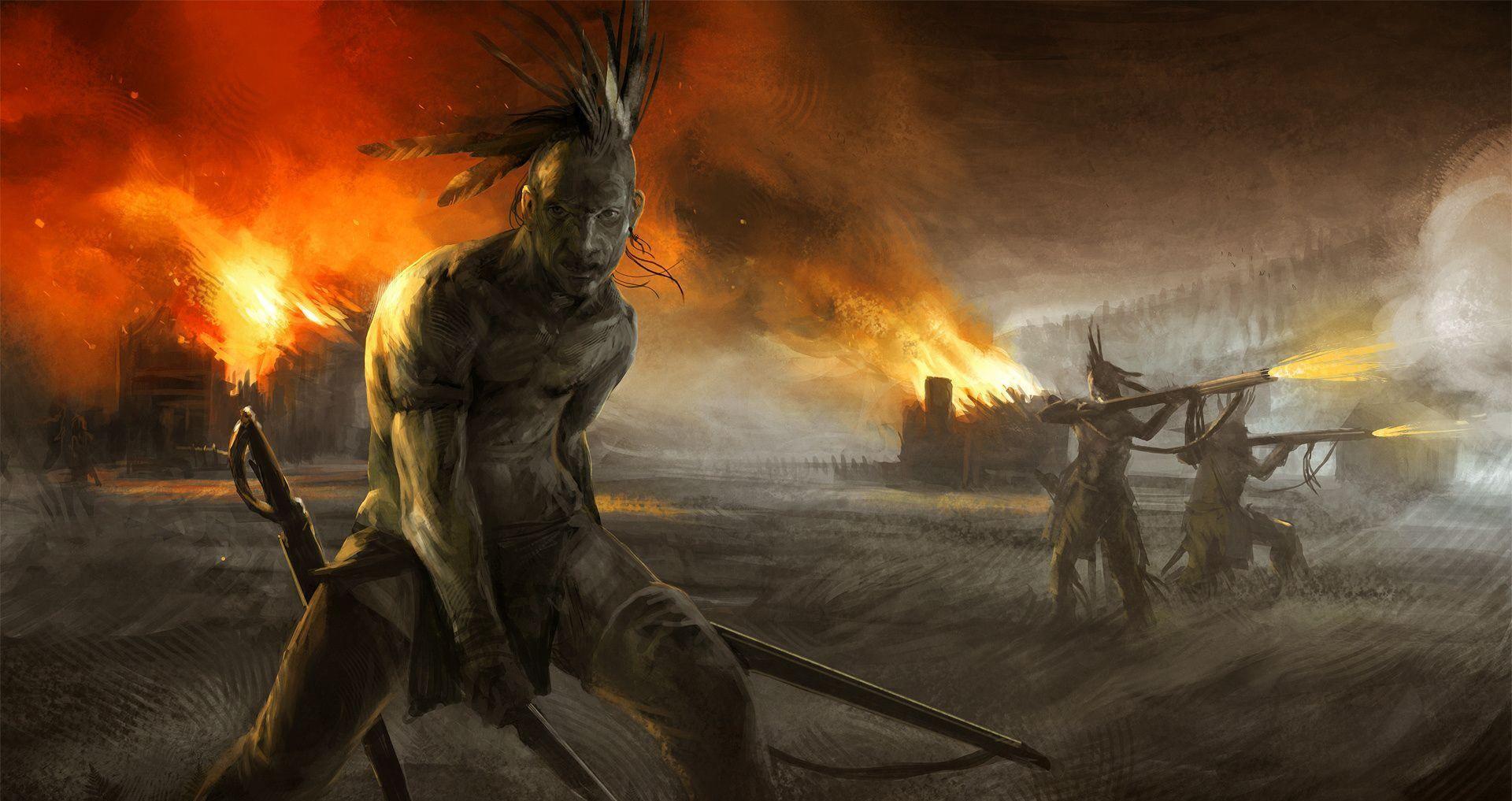 1920x1017 Iroquis Indians on the warpath, French and Indian War. Empire total war, Total war, War art