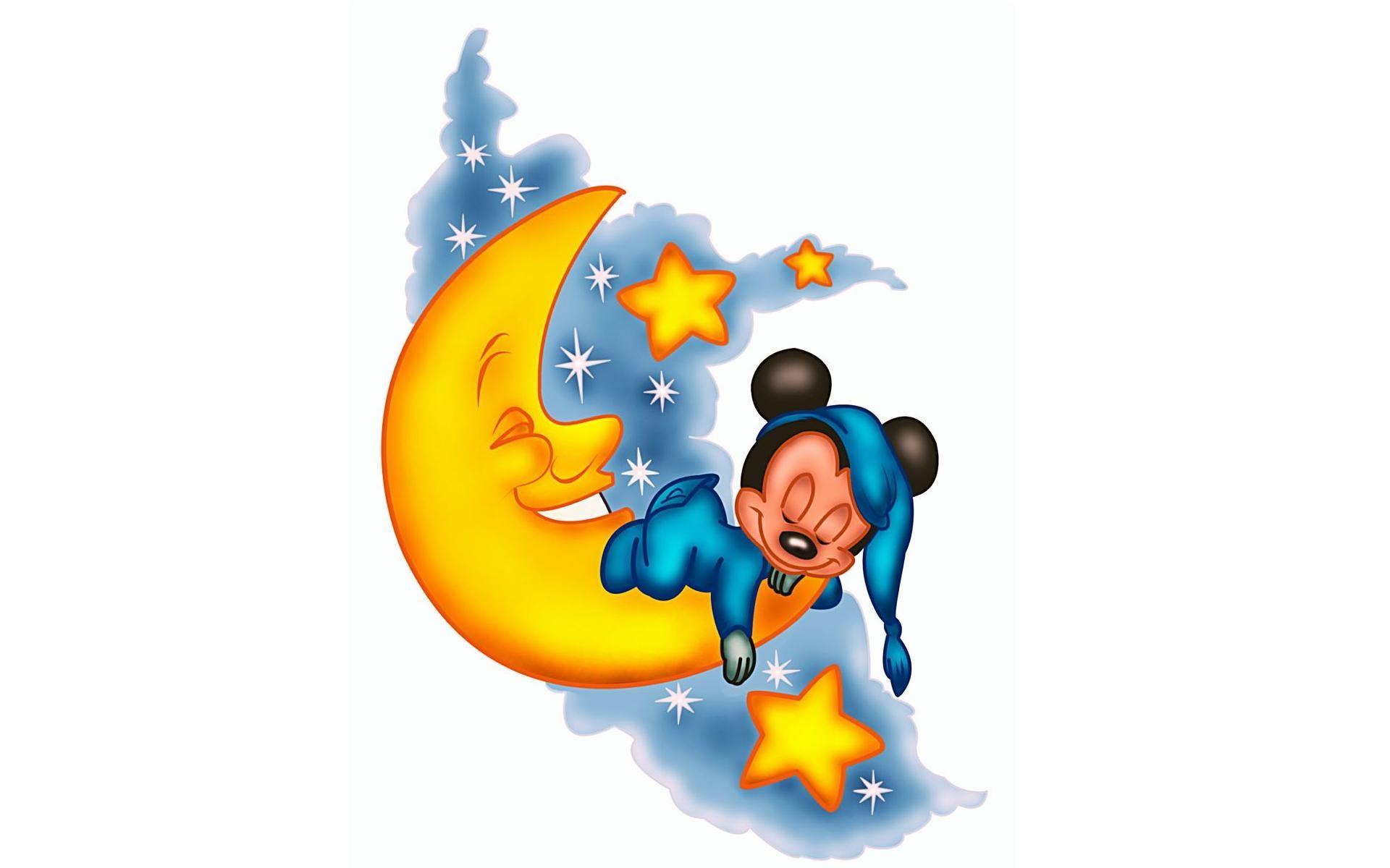 1920x1200 Baby Mickey Mouse Sleeping On The Moon Wallpaper & Background Download