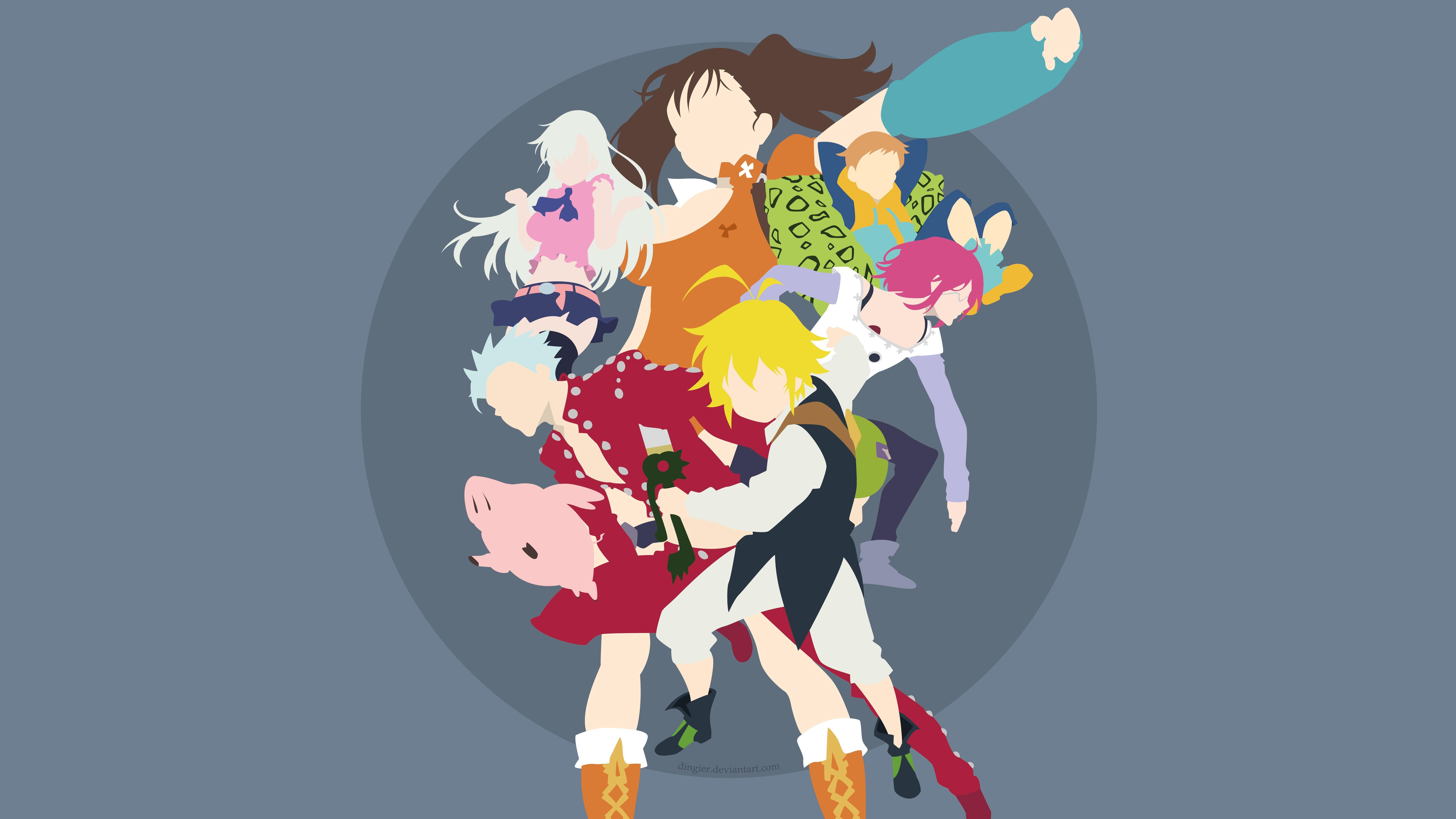 7680x4320 Nanatsu no Taizai Minimalist Meliodas Ban Gowther Diane King Elizabeth Liones Hawk 8K. Anime, Seven deadly sins, Cute anime wallpaper