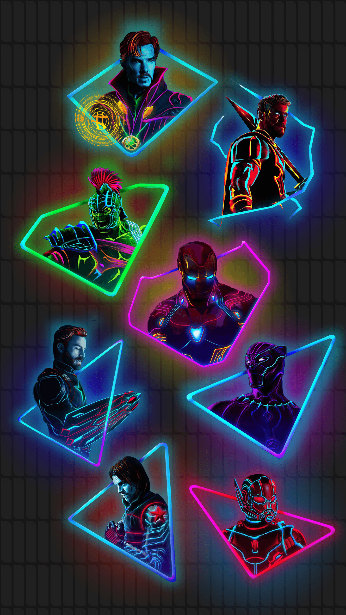 1440x2560 Neon Avengers Wallpaper .