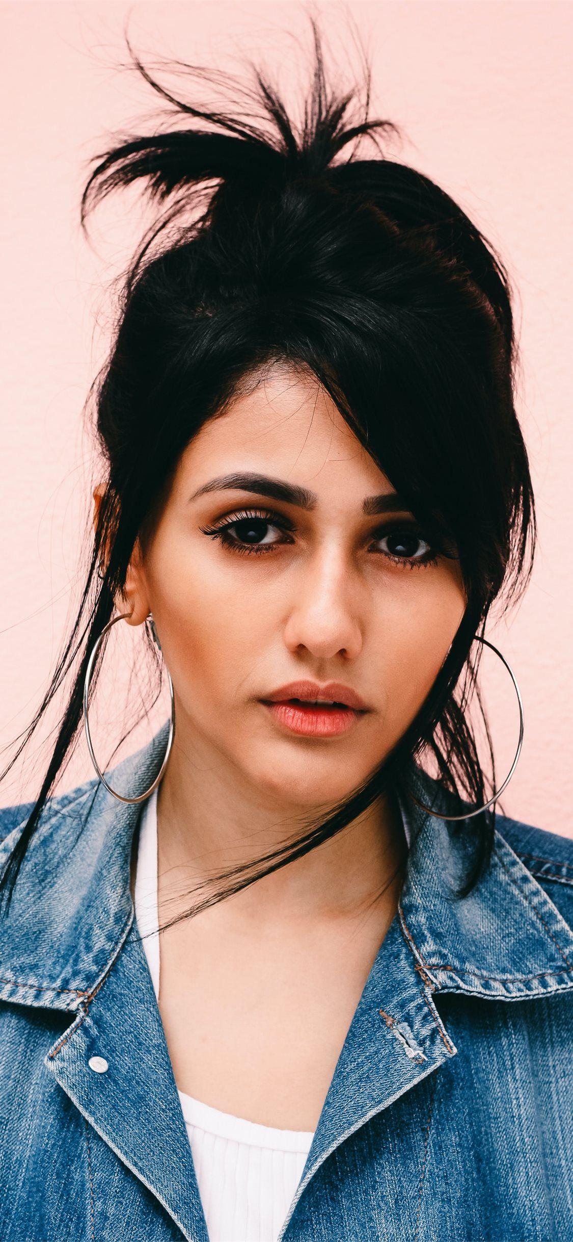 1125x2436 woman wearing blue denim jacket iPhone 11 Wallpaper Free Download