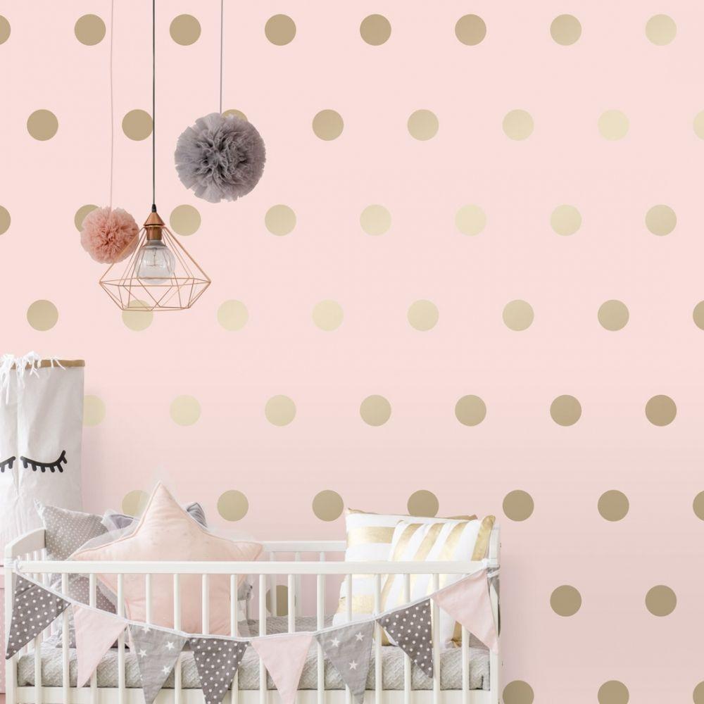 1000x1000 Polka Dots wallpaper in pink & gold. I Love Wallpaper