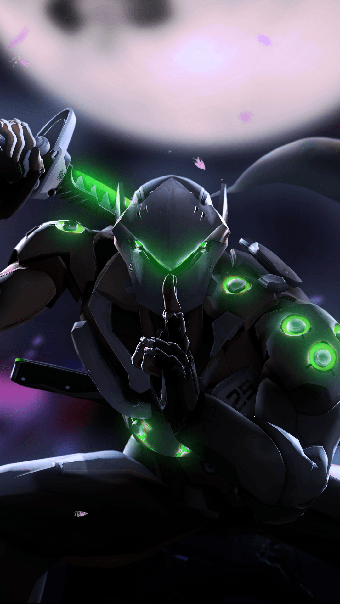 1080x1920 Overwath Genji Black and Green Ninja Wallpaper for Phone and HD