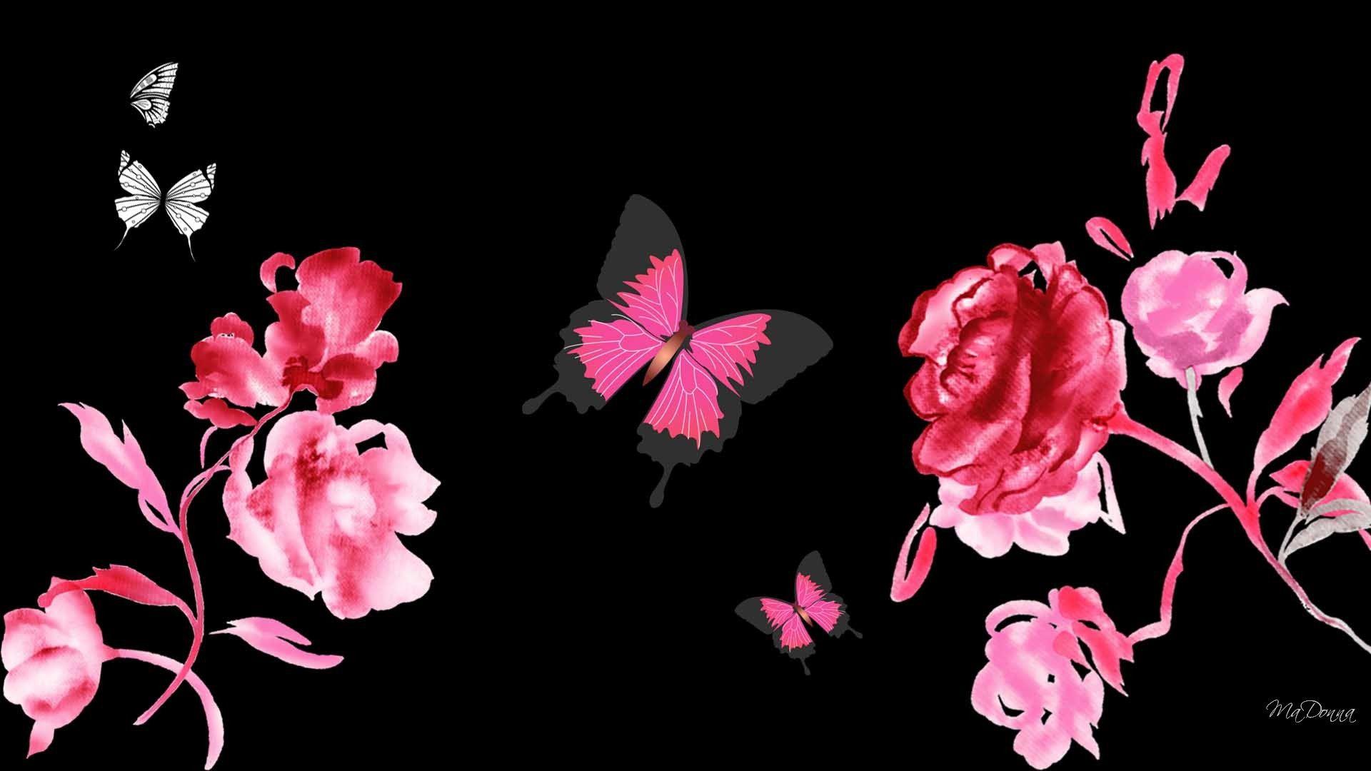 1920x1080 abstract butterflies Roses and Butterflies