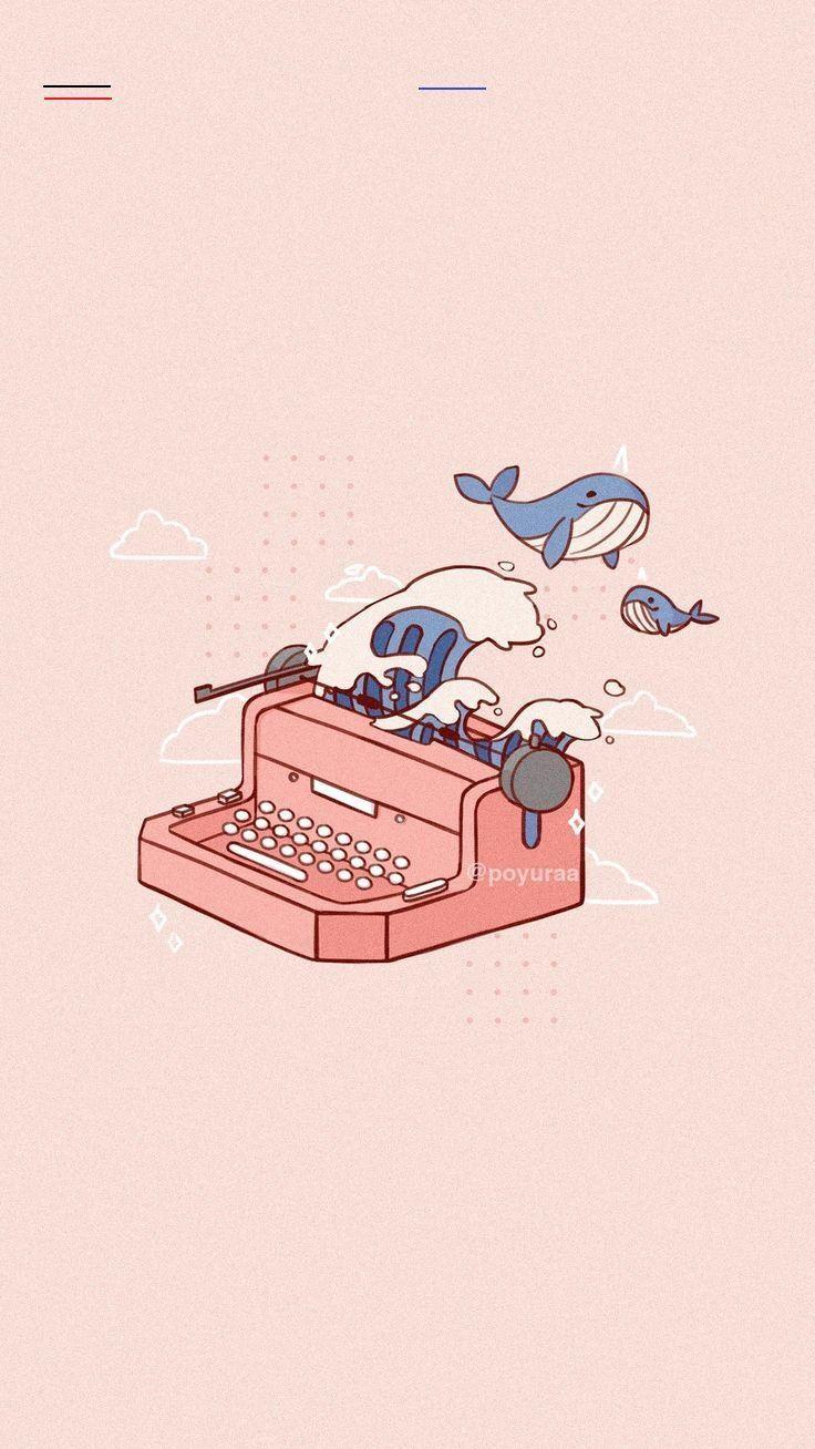 736x1308 d39écran #fond #griffonnage #mignon #narval #Rose #Téléphone #vague Mignon adorable rose tendre orange narv. Wallpaper doodle, Kawaii wallpaper, Retro typewriter