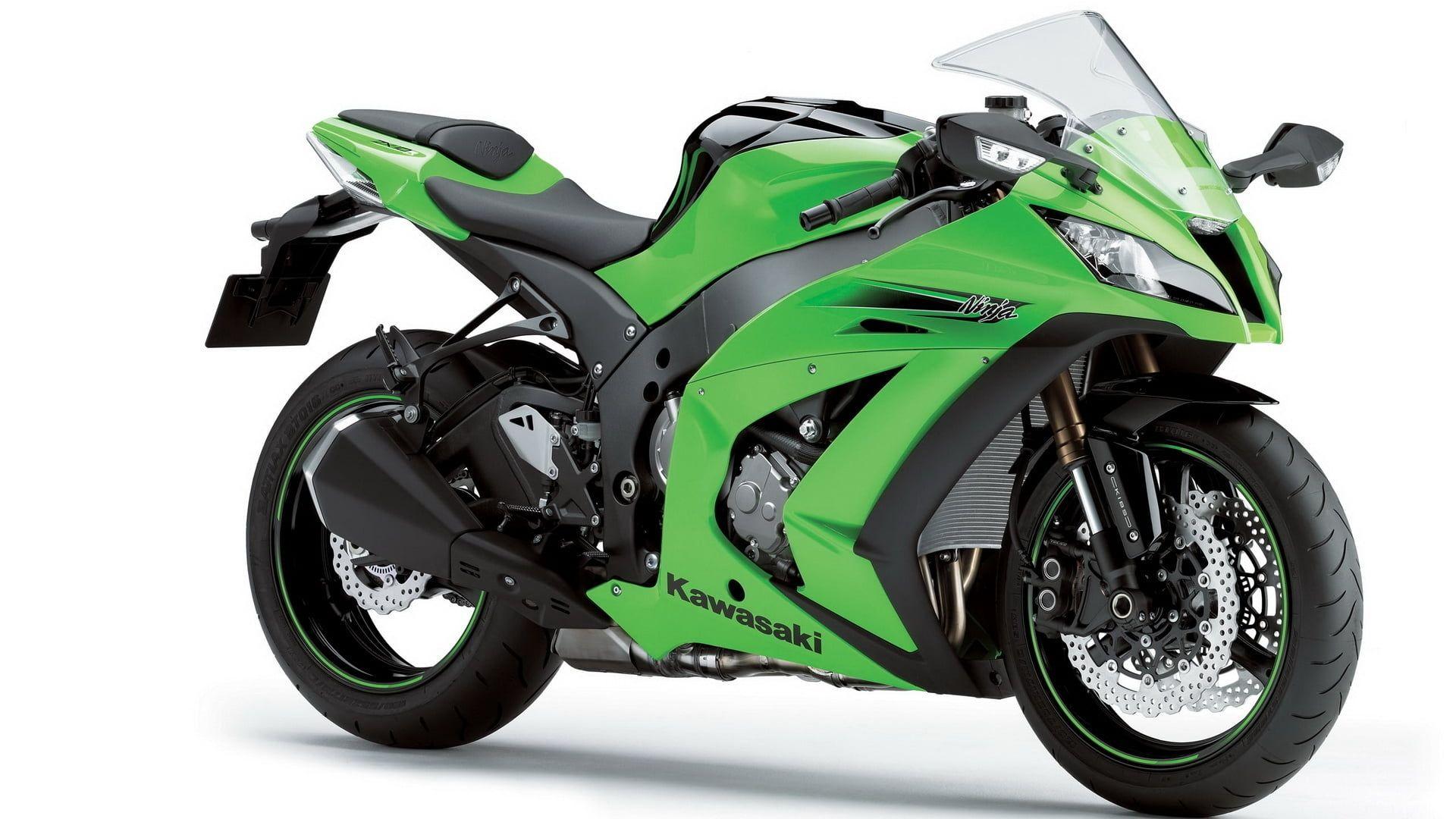 1920x1080 Green and black Kawasaki Ninja sports bike HD wallpaper. Wallpaper