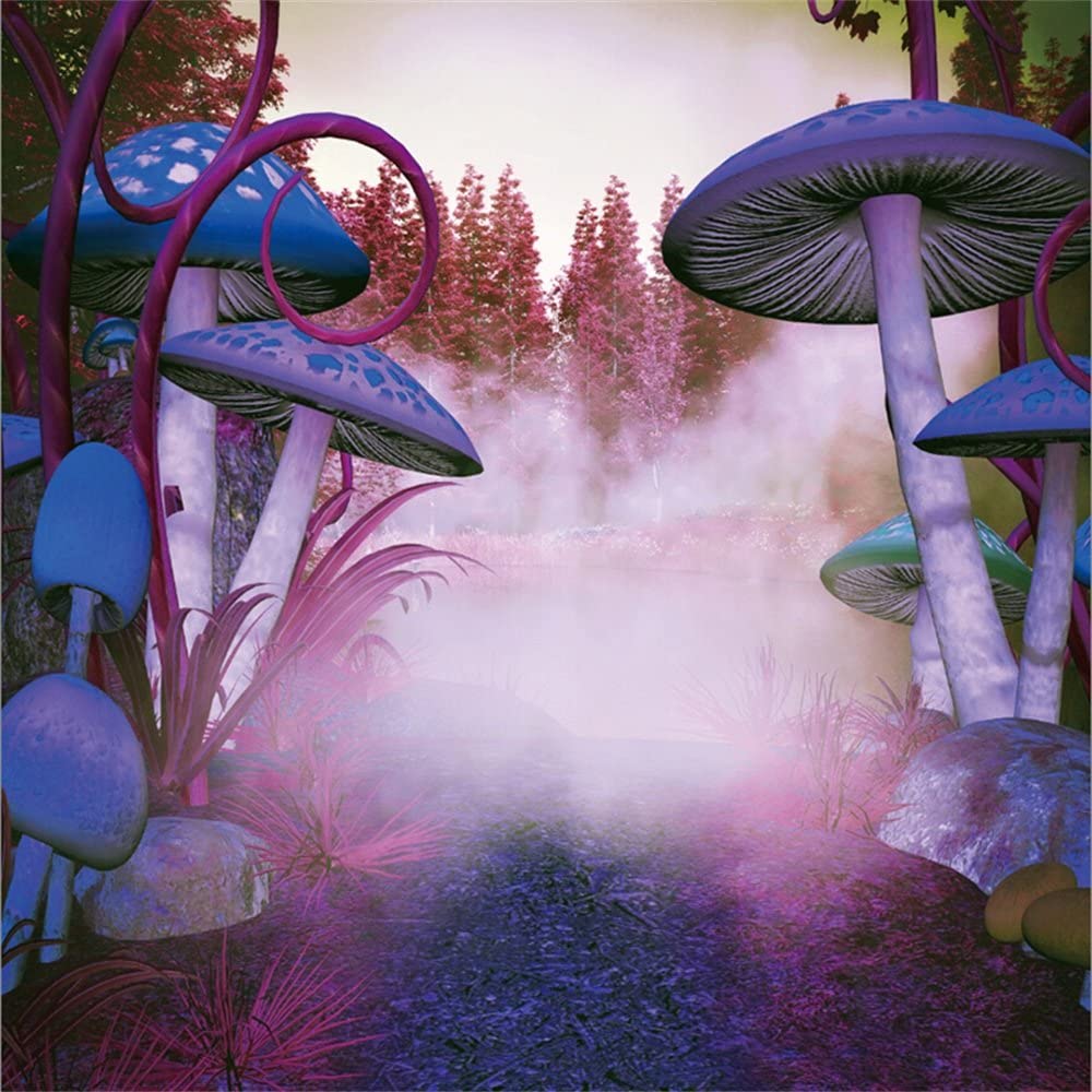 1000x1000 Amazon.com : LFEEY 6x6ft Fairy Tale Giant Mushroom Backdrop Dreamlike Magical Enchanted Forest Photography Background Kids Children Girls Birthday Party Photo Booth Props Wallpaper : Camera & Photo