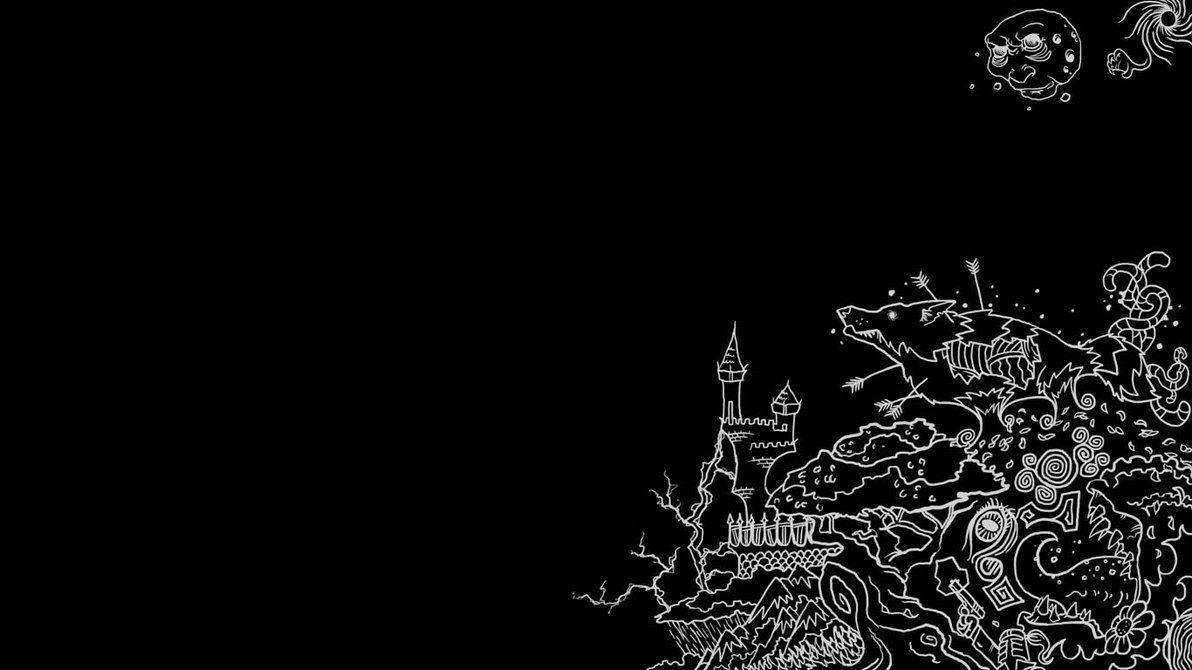 1192x670 High Resolution Doodle Art Wallpaper Black And White