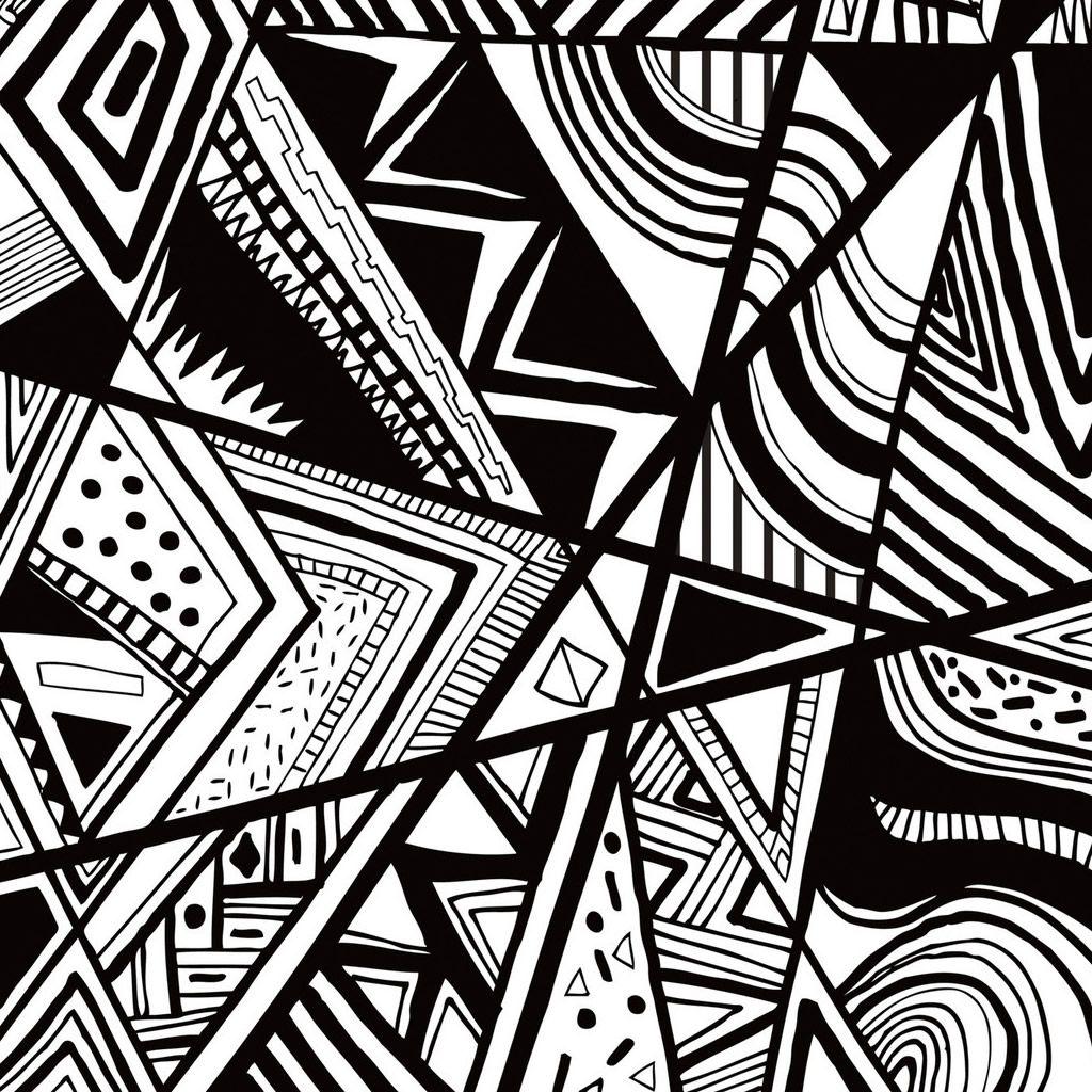 1024x1024 Black And White Doodle HD Wallpaper