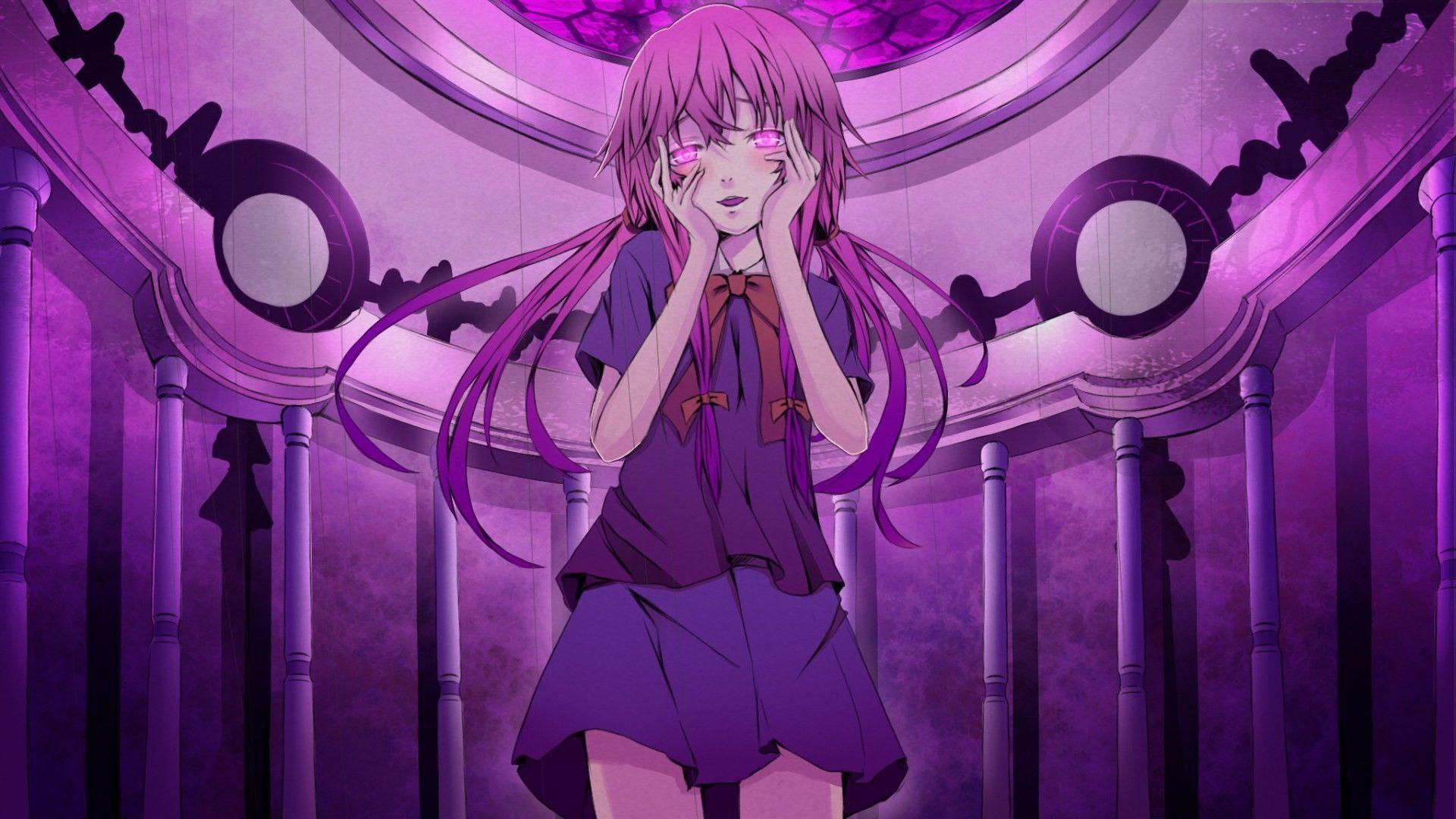 1920x1080 #pink eyes, #white background, #Gasai Yuno, #short hair, #open mouth, #pink hair, #Mirai Nikki, #sadness, #anime girls, #looking at viewer, #anime, #crying, wallpaper