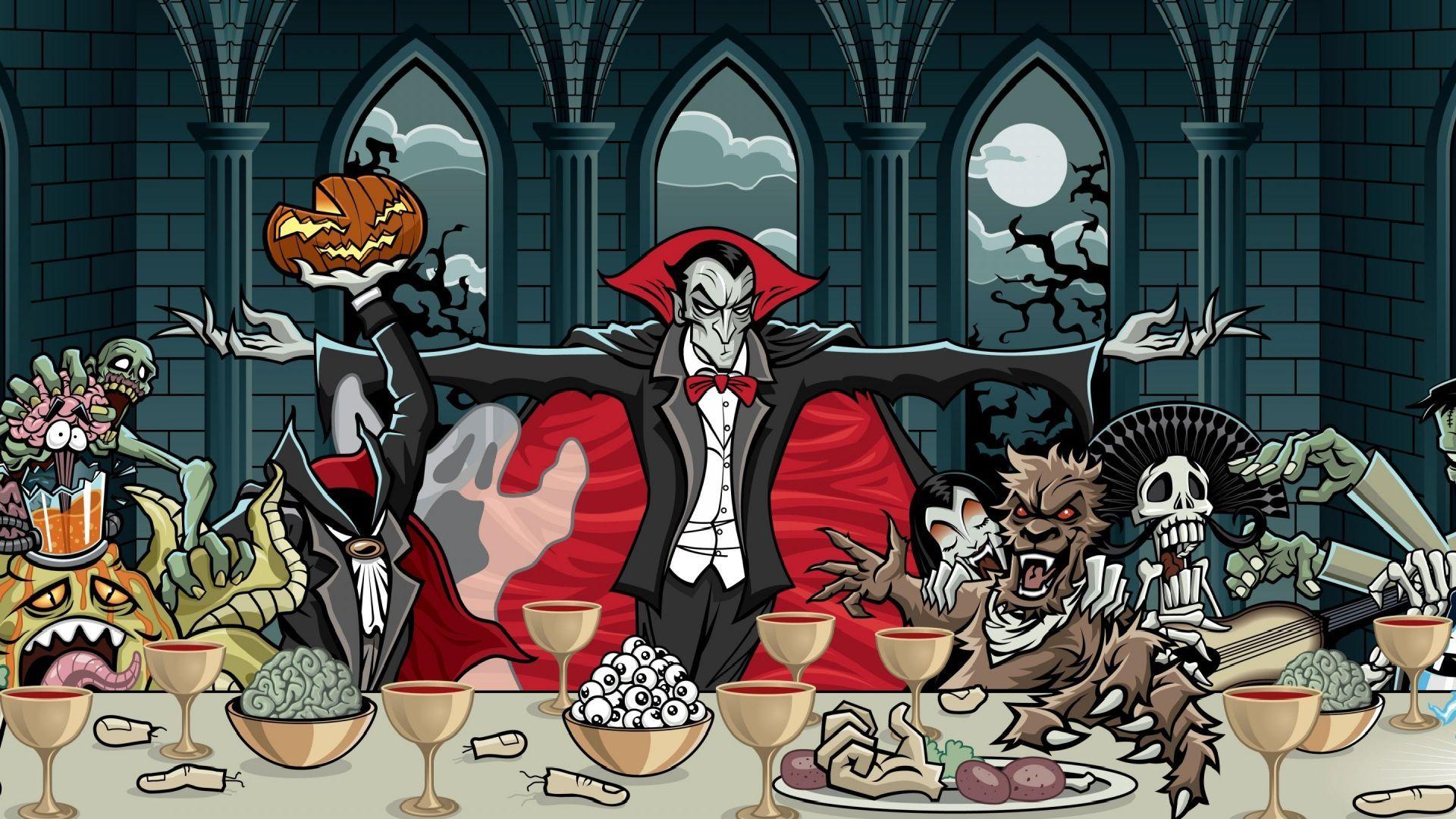1920x1080 Dracula Vampire And Monsters, Halloween Feast Free HD Image
