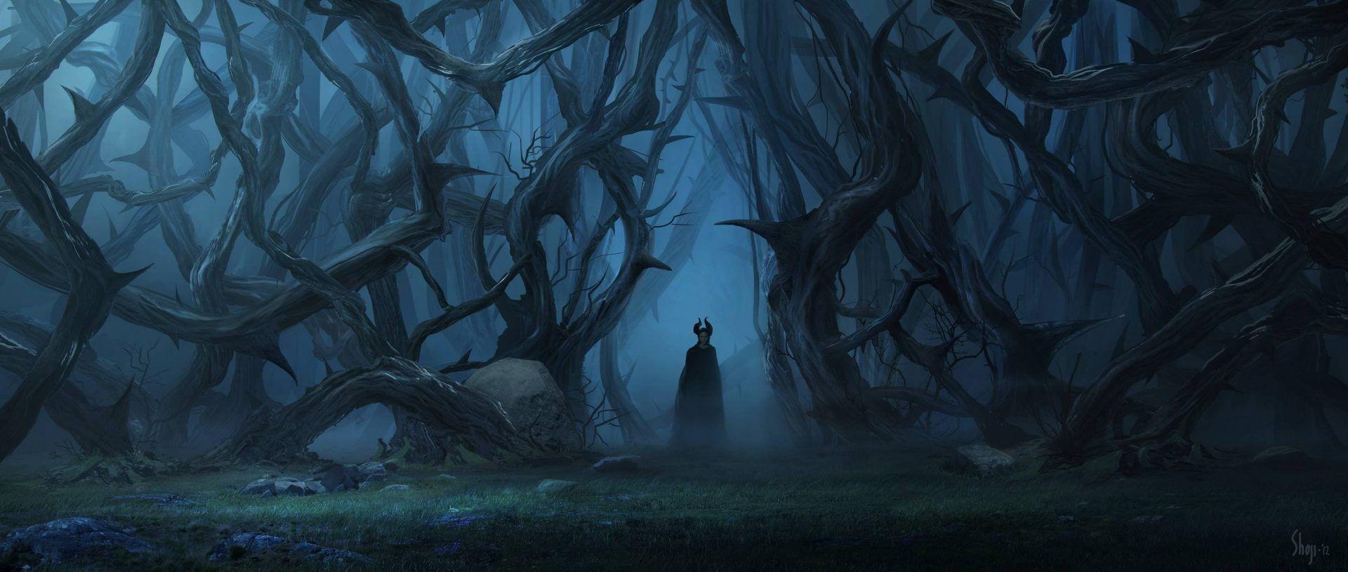 1920x815 Picture Maleficent In The Dark Night Jungle Image Background Wallpaper. Free Wallpaper on