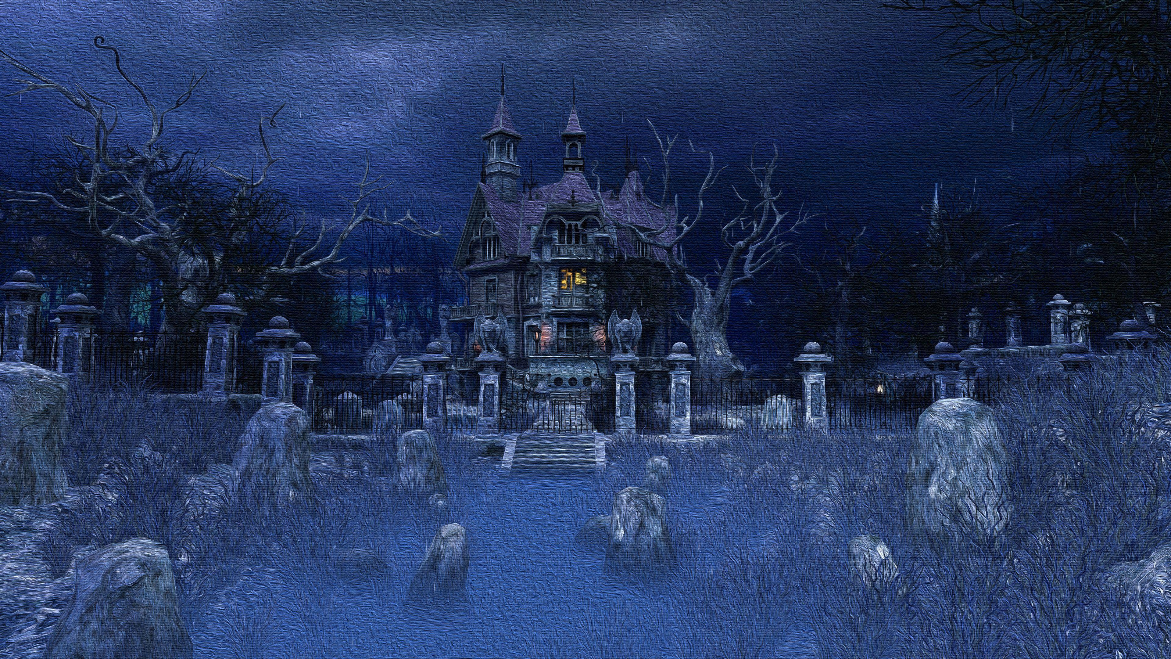 3840x2160 Haunted House Wallpaper 4k
