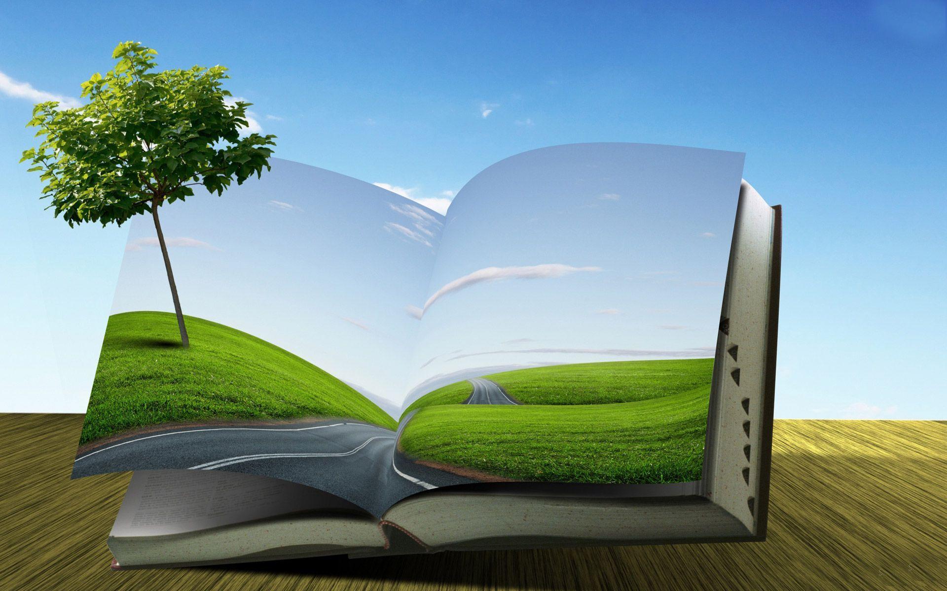 1920x1200 Book Art 3D Wallpaper. HD Wallpaper. Photo manipulation nature, Beautiful nature, Abstract wallpaper