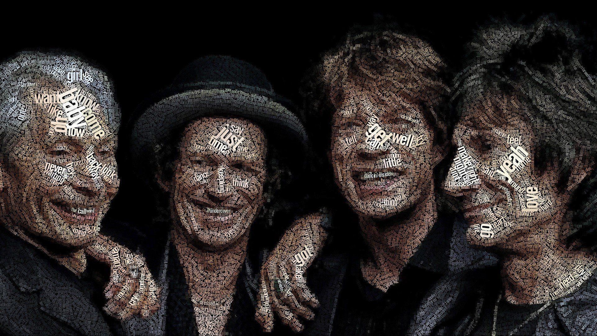 1920x1080 Rolling Stones, Mick Jagger, Keith Richards, Typographic portraits HD Wallpaper / Desktop and Mobile Image & Photo