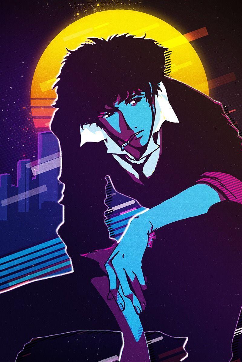 800x1199 Spike' Poster. art print by 80sRetro. Displate. Cowboy bebop wallpaper, Cowboy bebop, Anime wallpaper