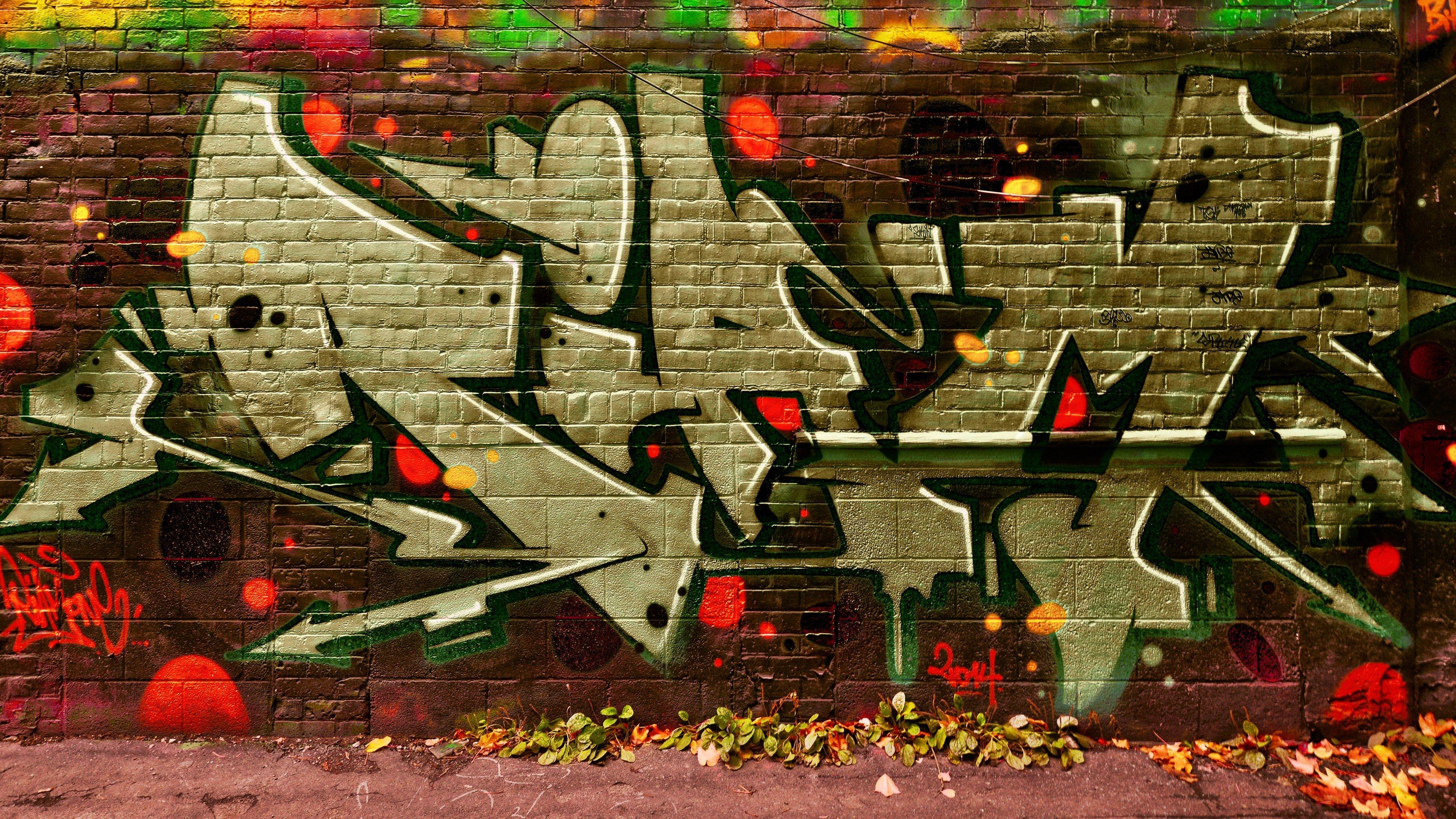 3840x2160 Home Design : Brick Wall Graffiti Wallpaper Asian Expansive Elegant