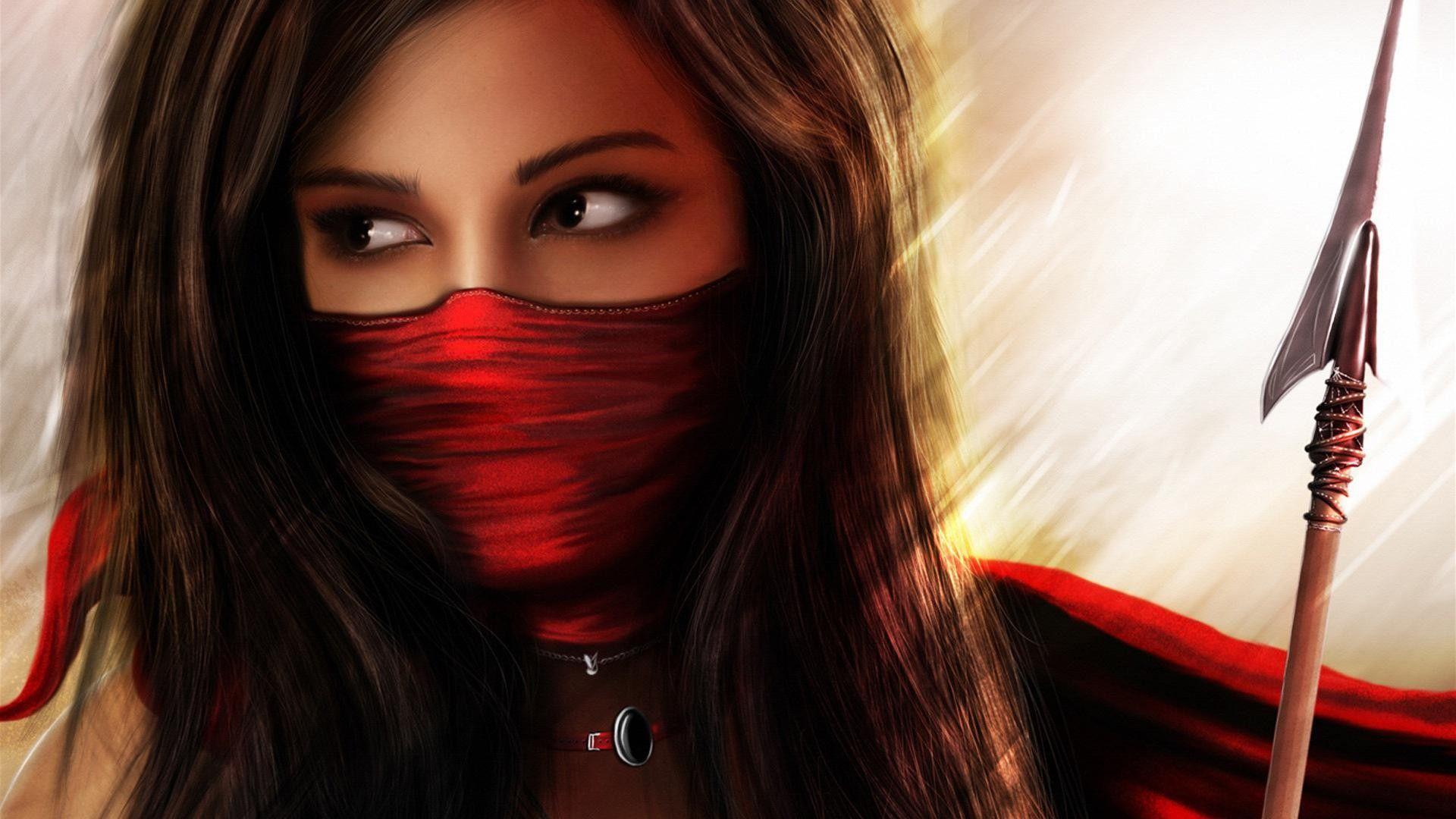 1920x1080 brunettes, women, fantasy, artwork, warriors, spears, Persian, Woman Warrior wallpaper