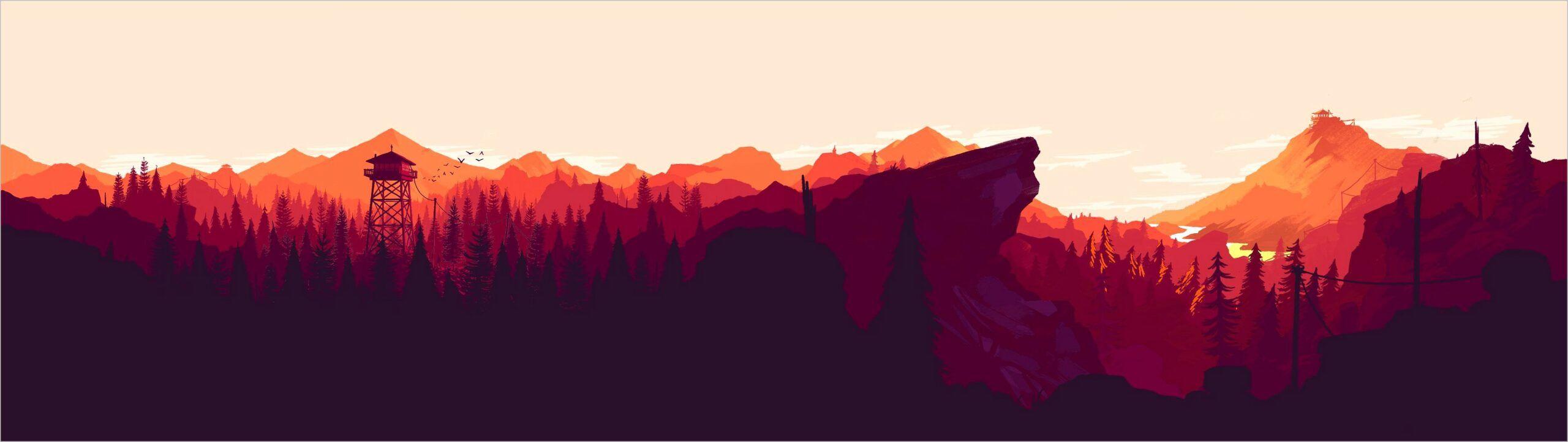 2560x722 Dual Monitor Wallpaper 4k Rust. Dual monitor wallpaper, Dual screen wallpaper, Firewatch