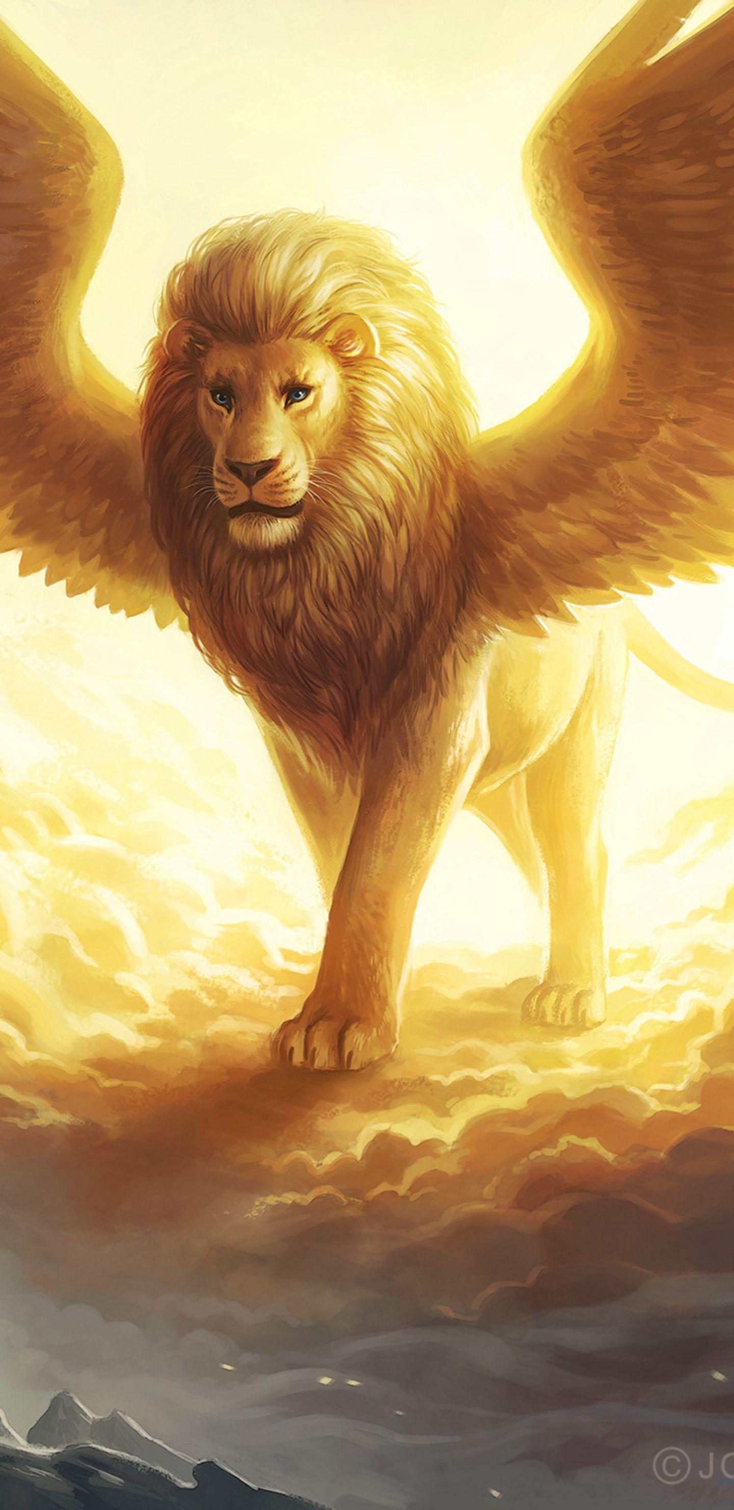 1440x2960 Golden Lion Wallpaper
